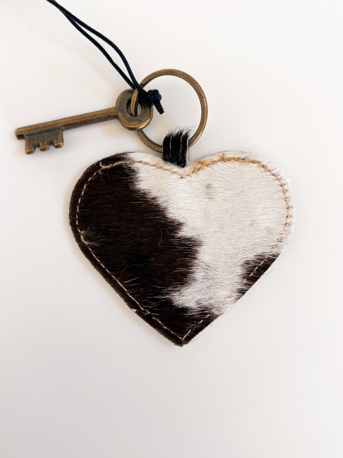 Cowhide Heart Key Chain