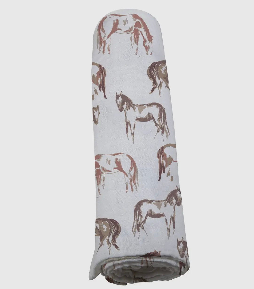 Horses Swaddle Blanket