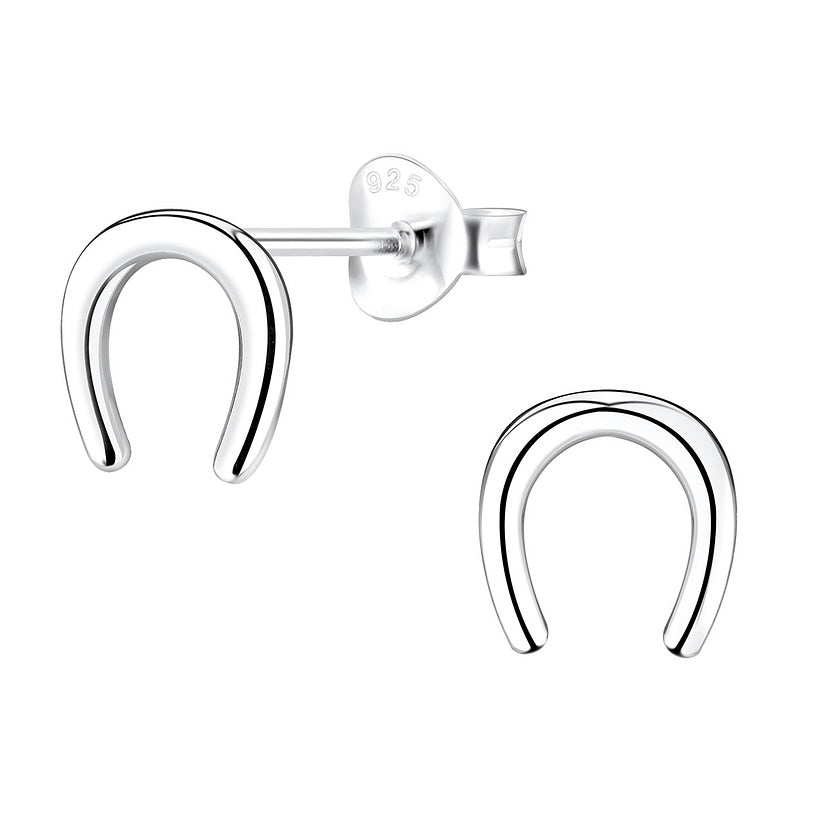 Silver Horseshoe Stud Earrings