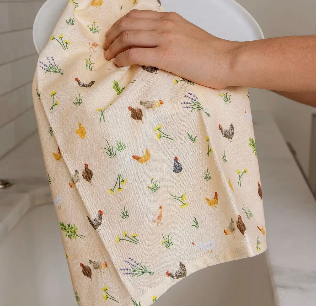 Chicken Meadow Tea Towel