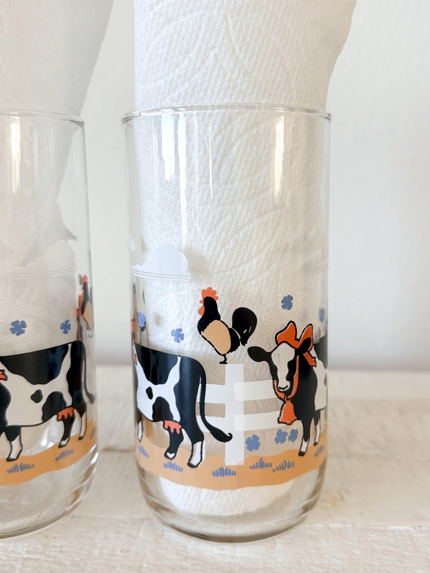 Vintage Cow Drinking Glasses