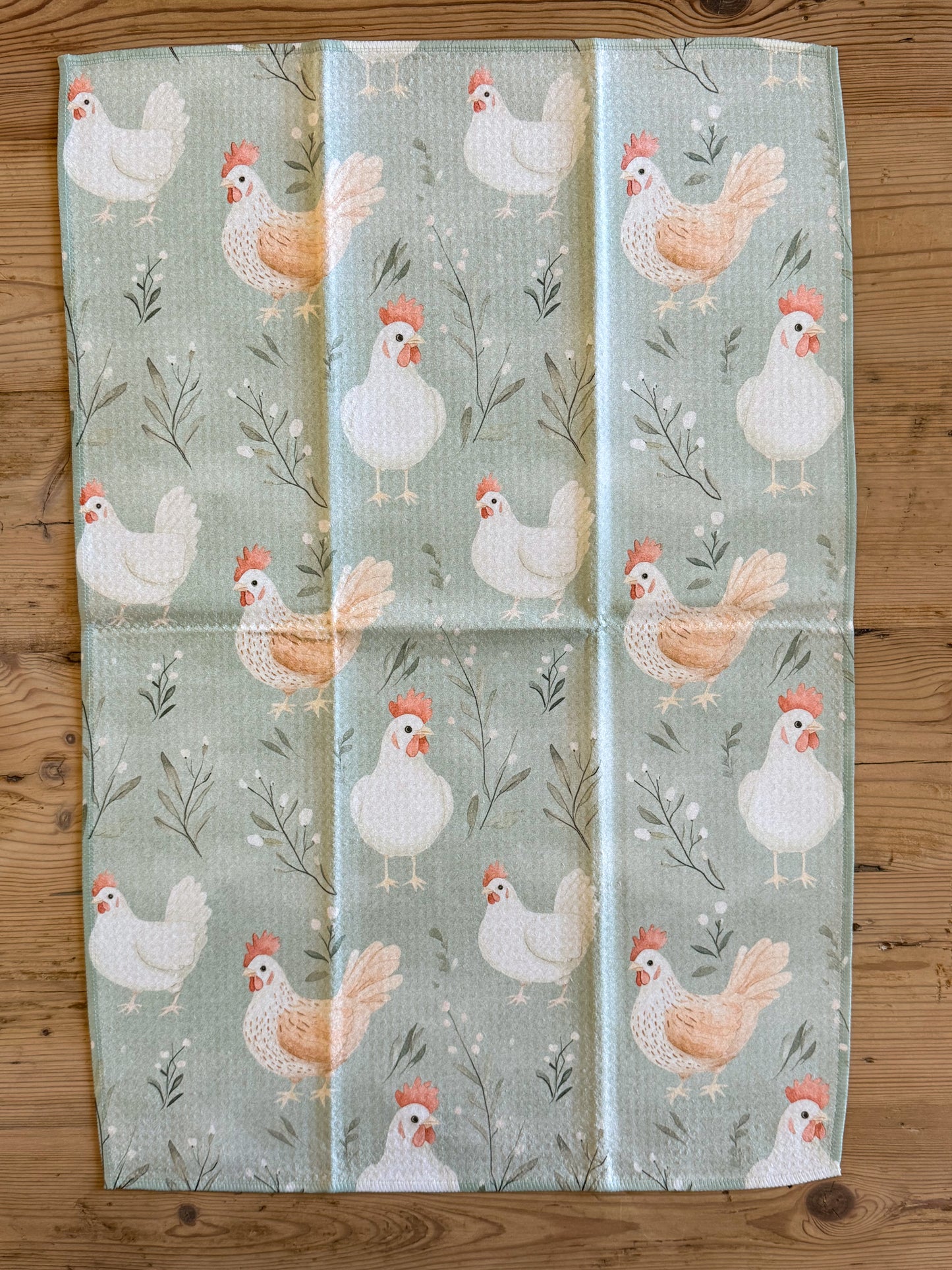 Soft Green Hen Kitchen Towel