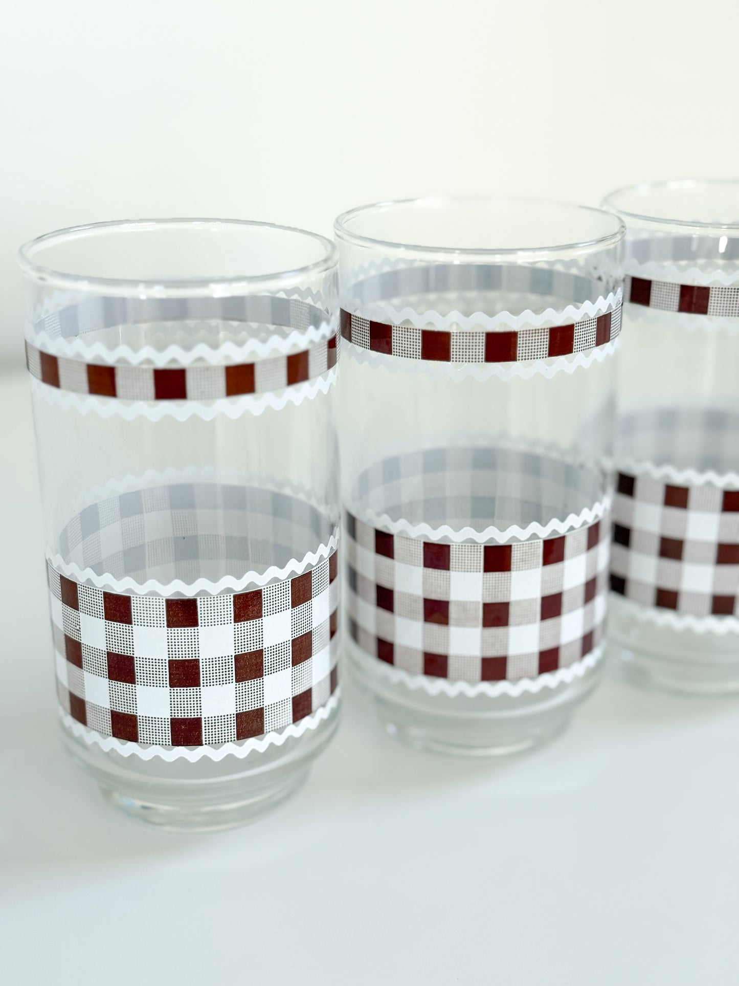 Vintage Gingham Drinking Glasses