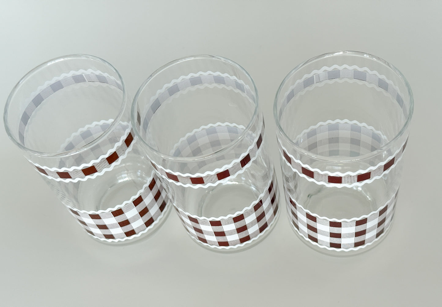 Vintage Gingham Drinking Glasses