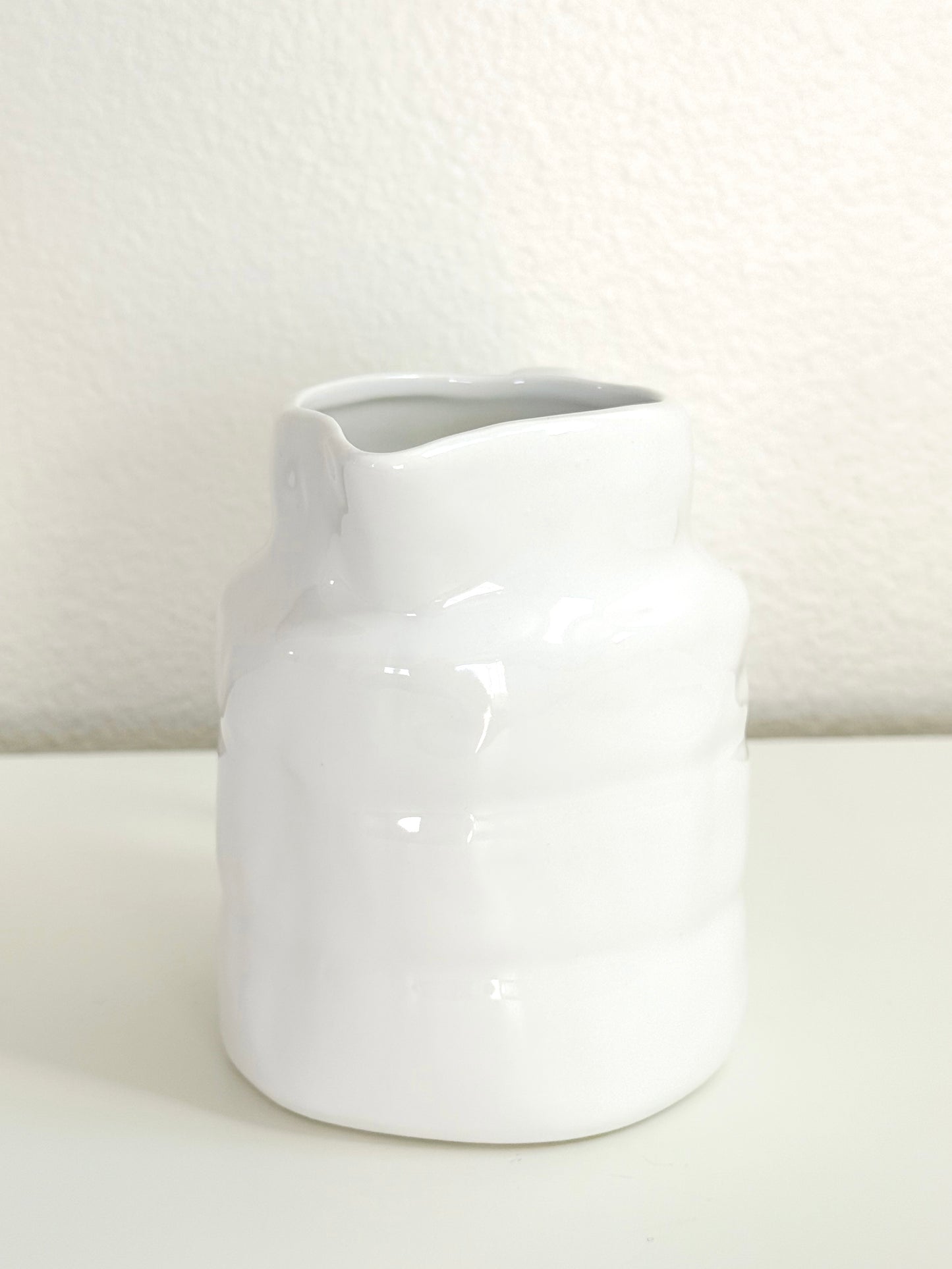White Stoneware Vintage Style Small Pitcher
