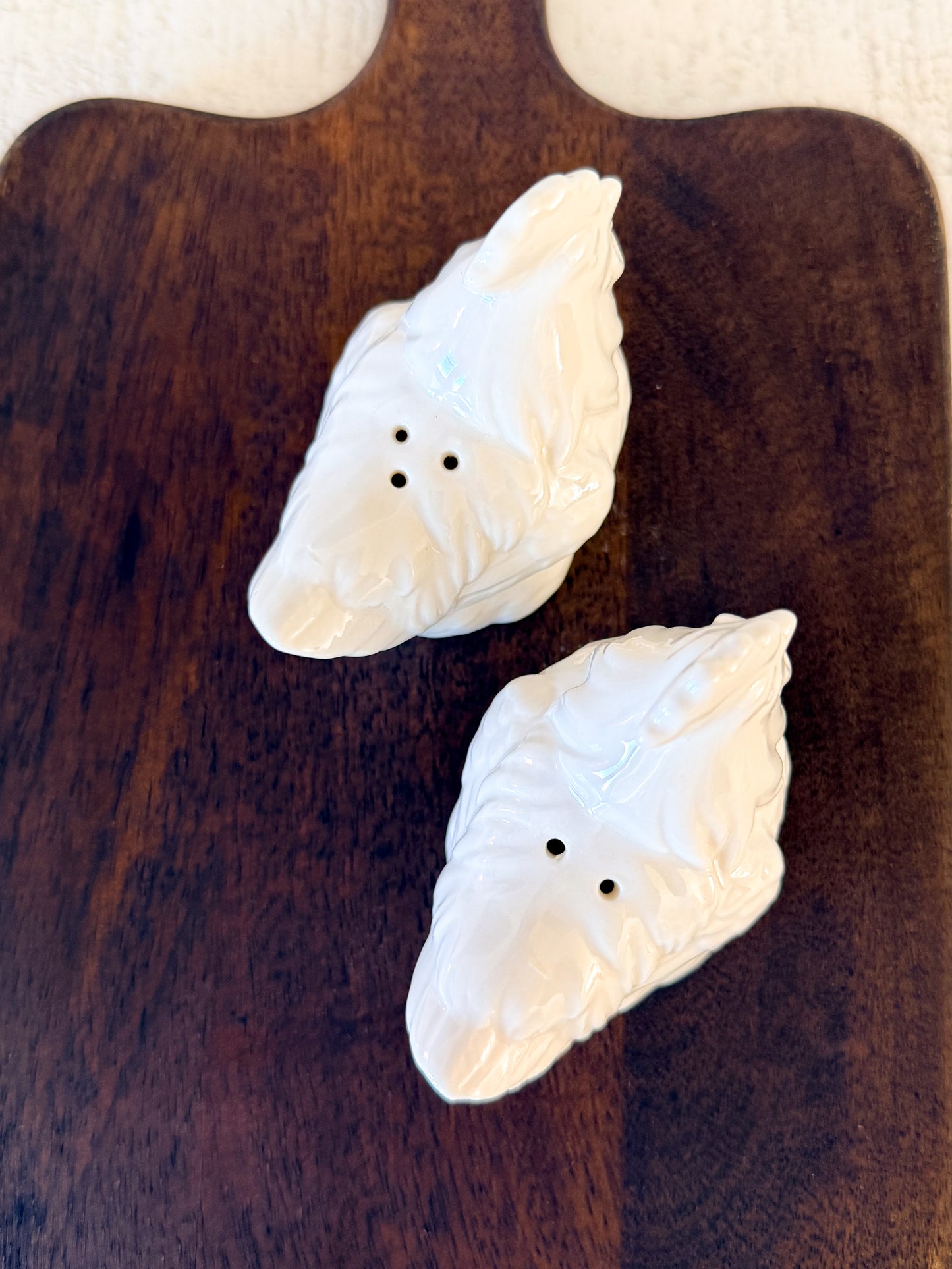 White Ceramic Chicken Salt & Pepper Shakers