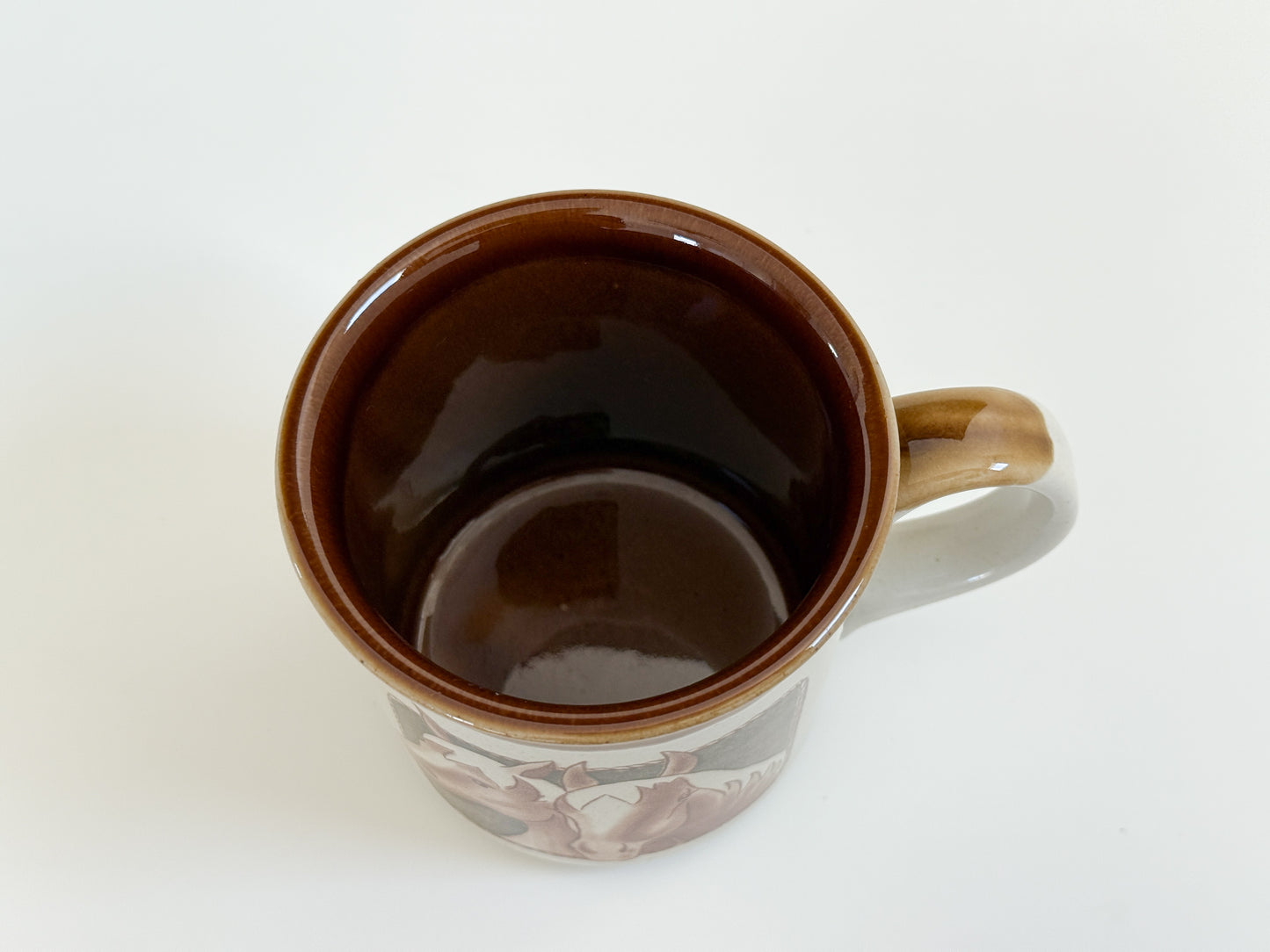 Vintage Horse Mug (Brown Rim)