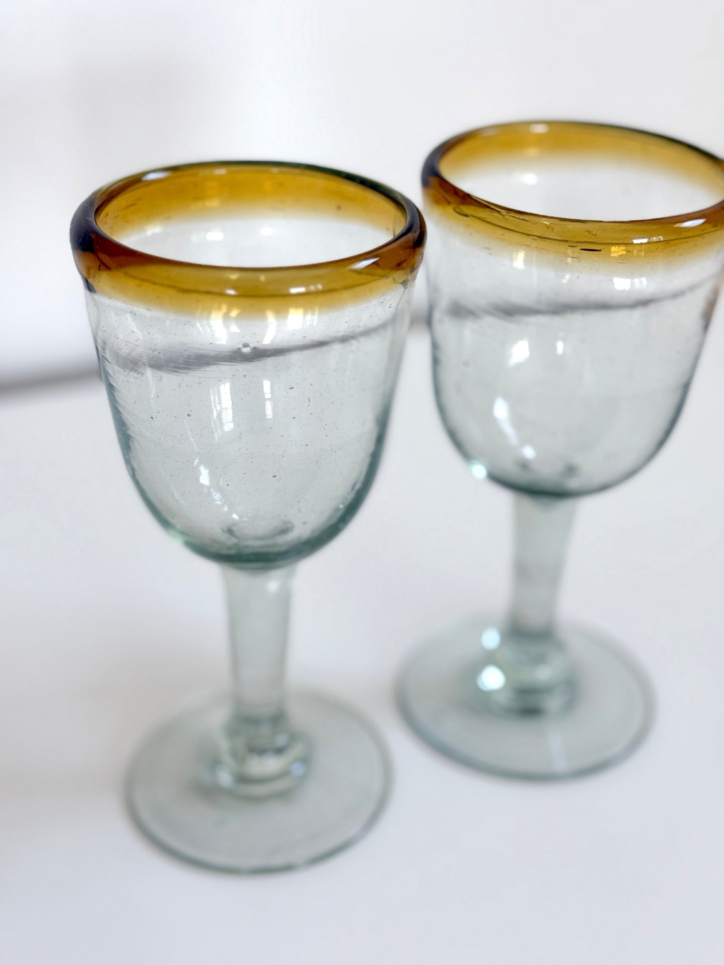 Vintage Hand Blown Wine Glasses