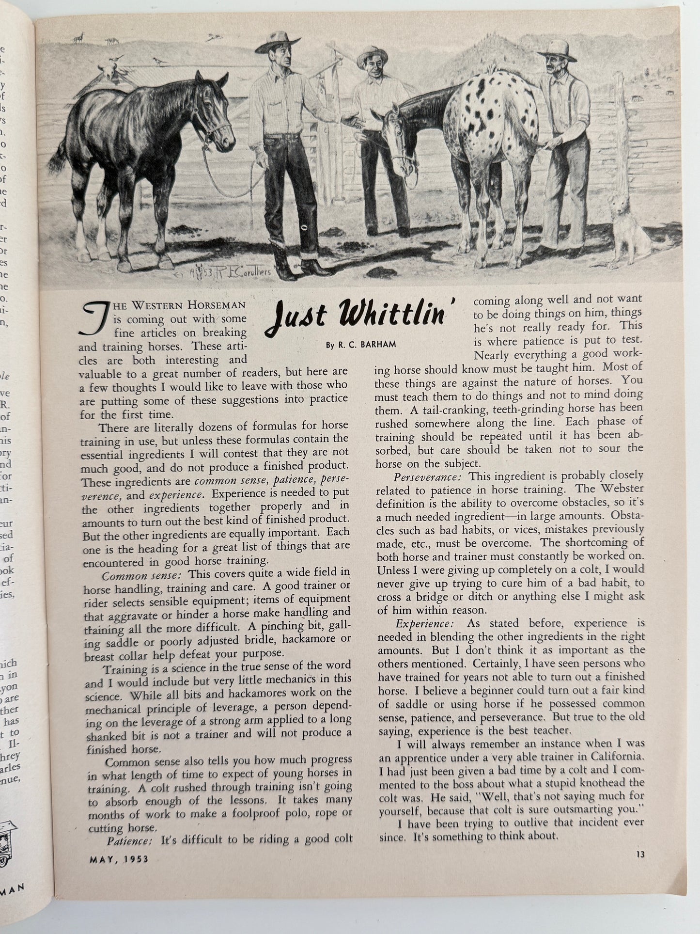 Vintage Western Horseman Magazine 1953