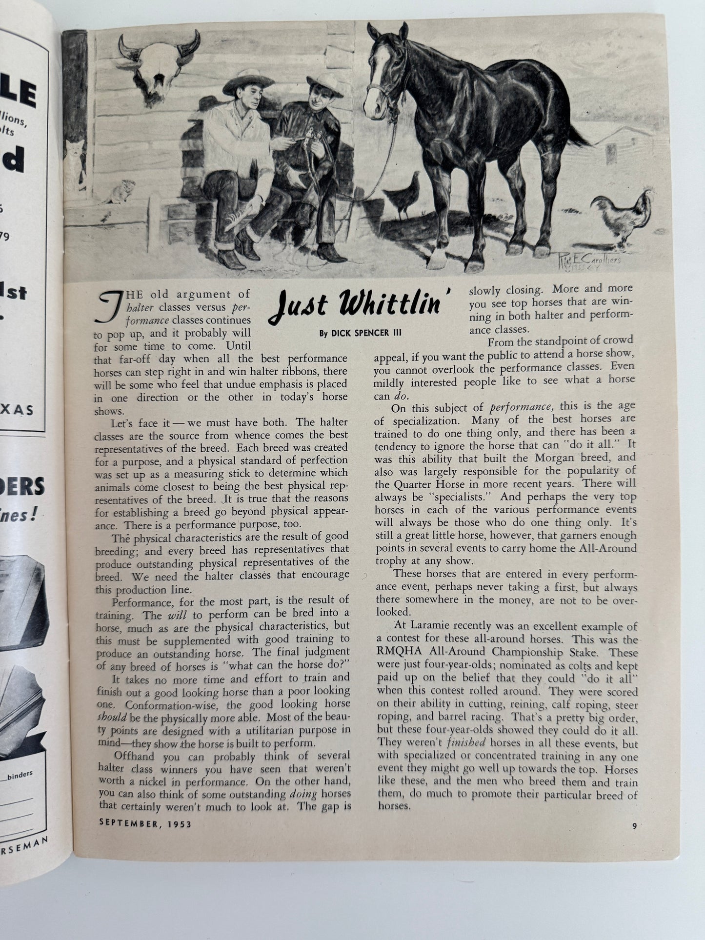 Vintage Western Horseman Magazine 1953