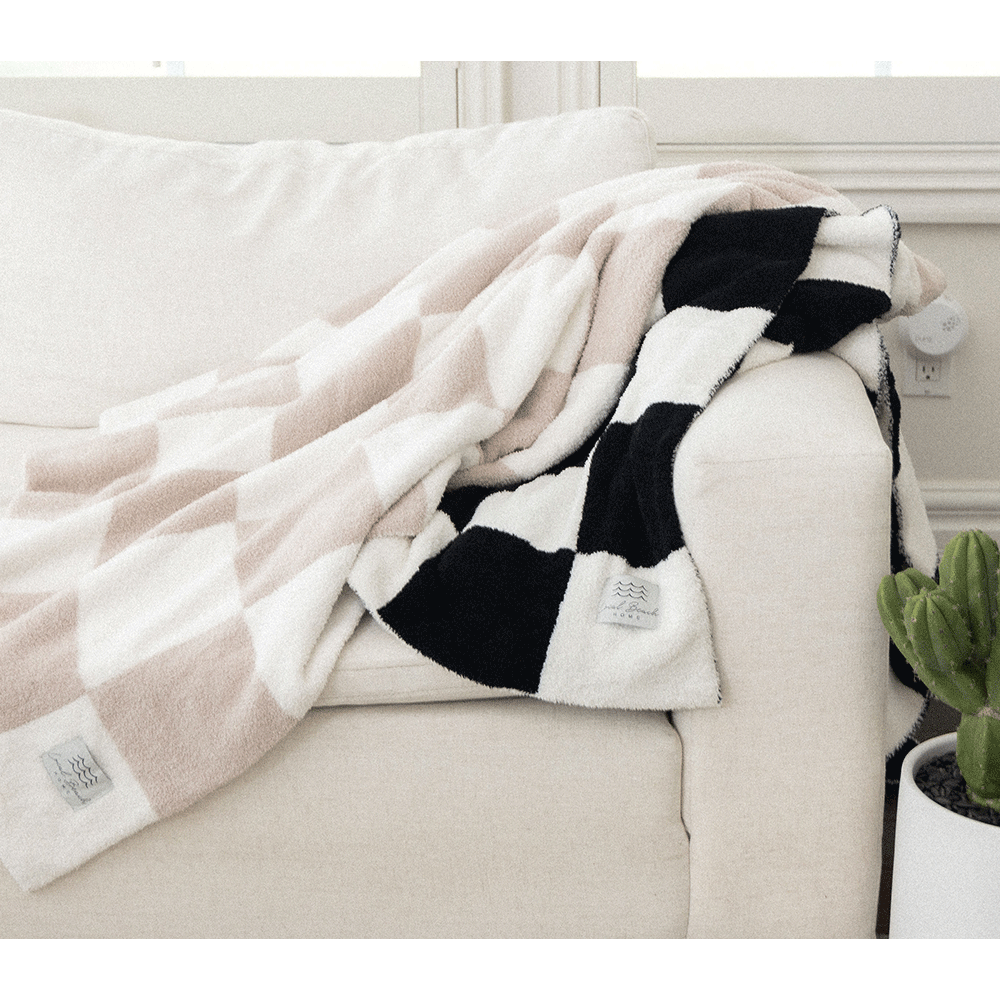 Checker Luxe Blanket (Sand & White)
