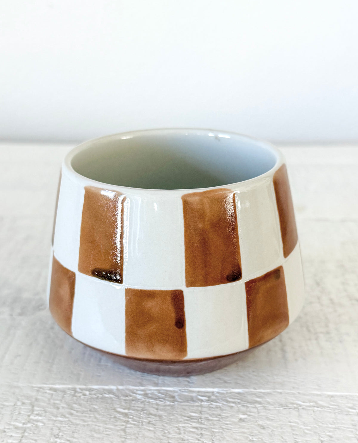 Brown Check Stoneware Mug