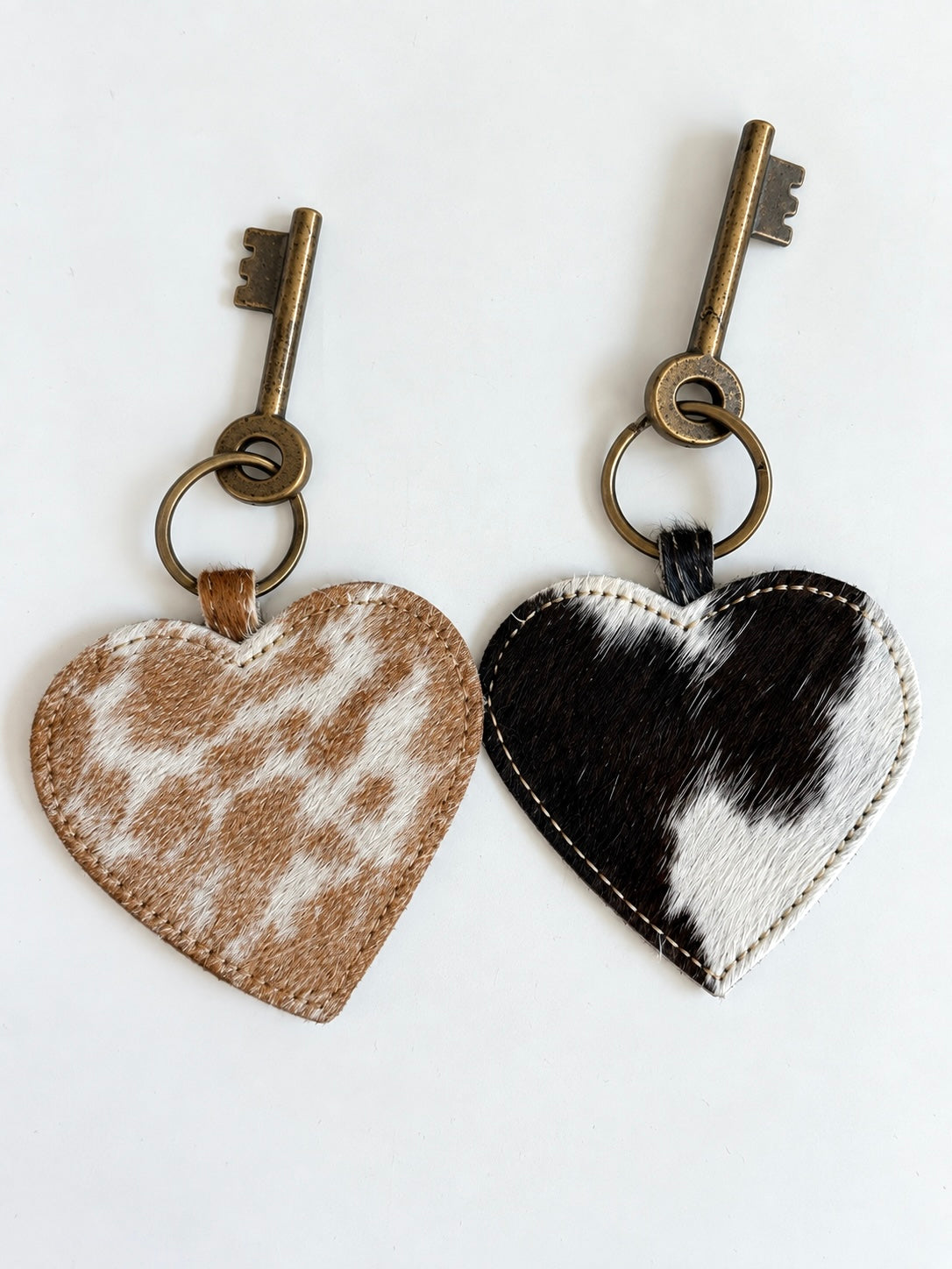 Cowhide Heart Bag Charm & Keychain