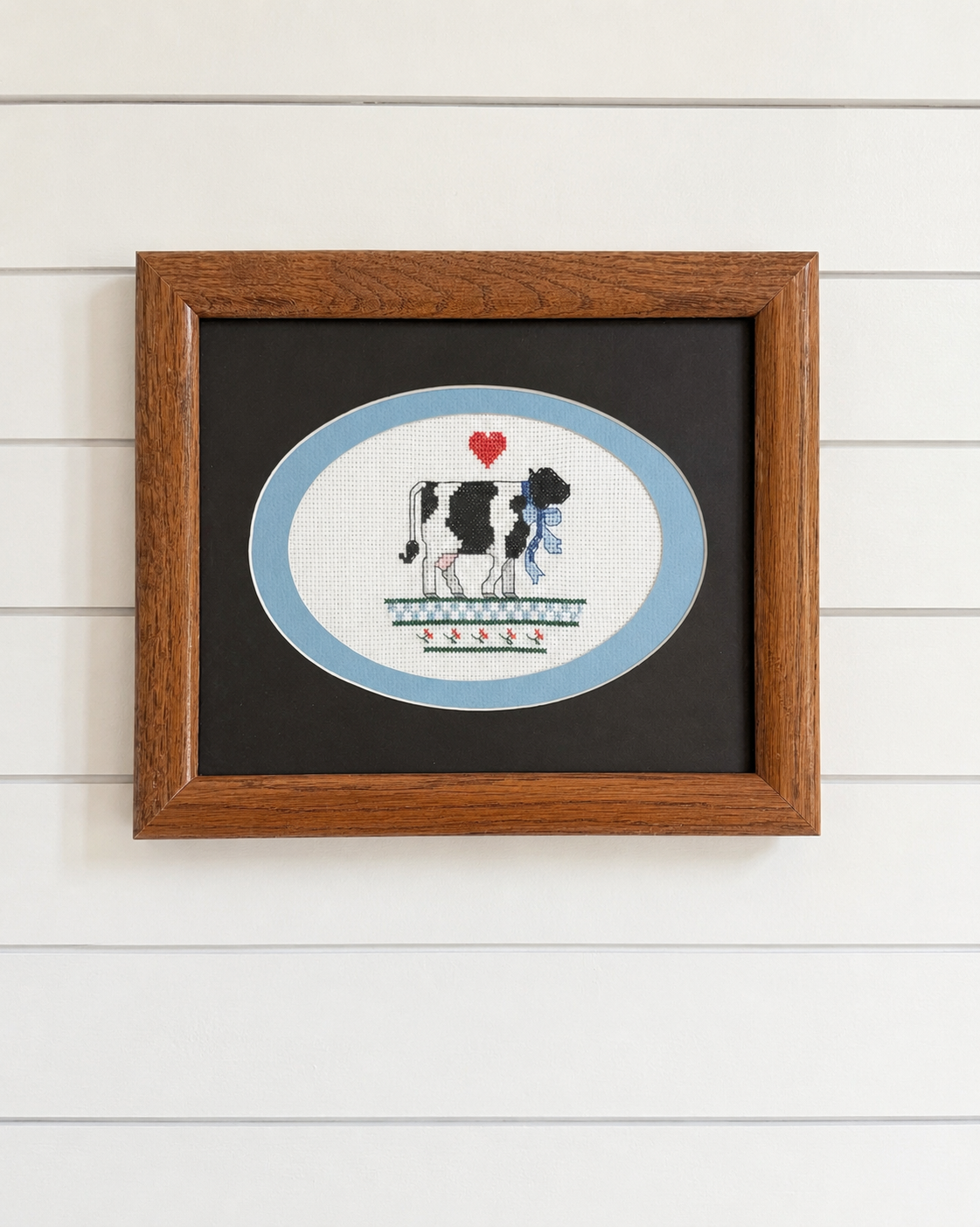 Vintage Cow Framed Cross Stitch