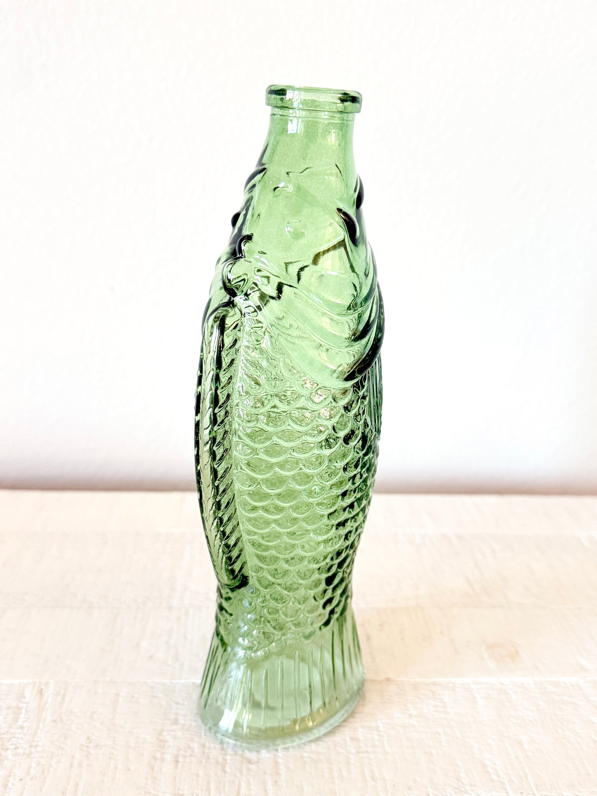 Glass Fish Vase - Green