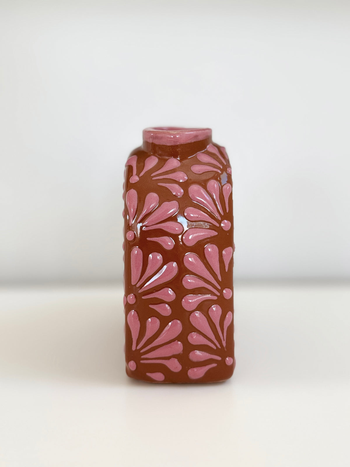 Talavera Heart Vase | Pink Monarch Butterfly Design