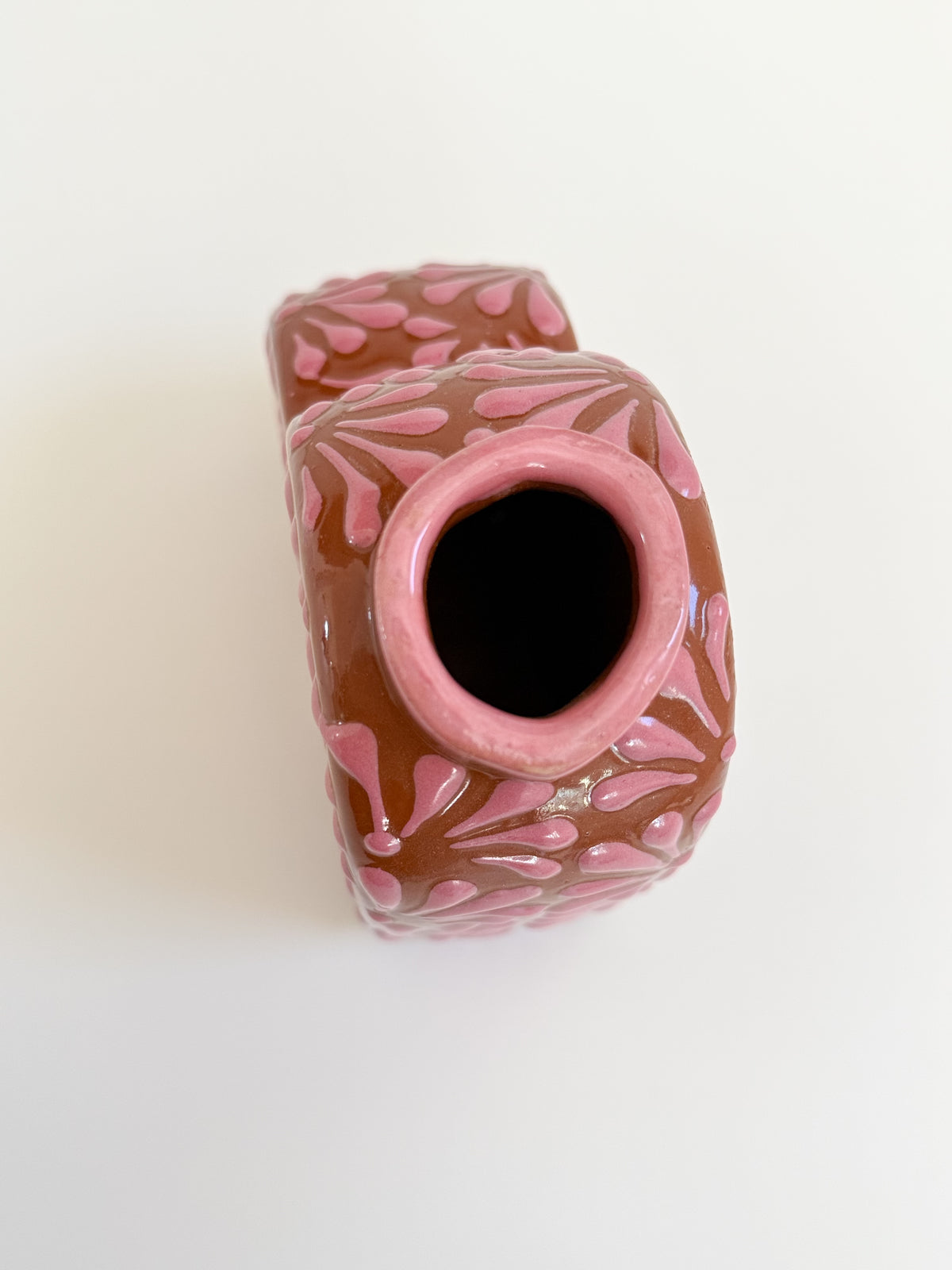 Talavera Heart Vase | Pink Monarch Butterfly Design