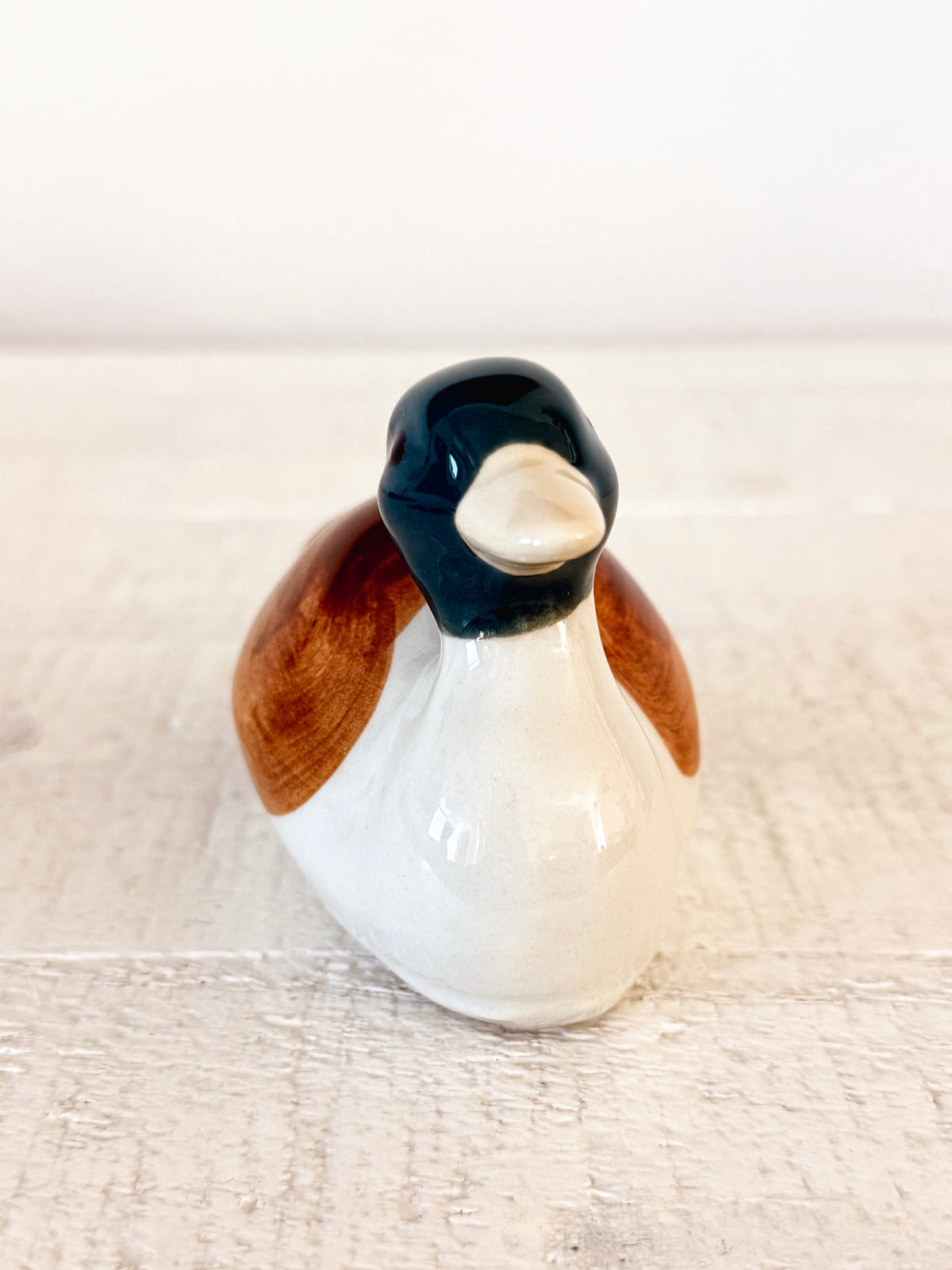 Stoneware Mallard Duck Figurine | Rustic Vintage-Inspired Decor