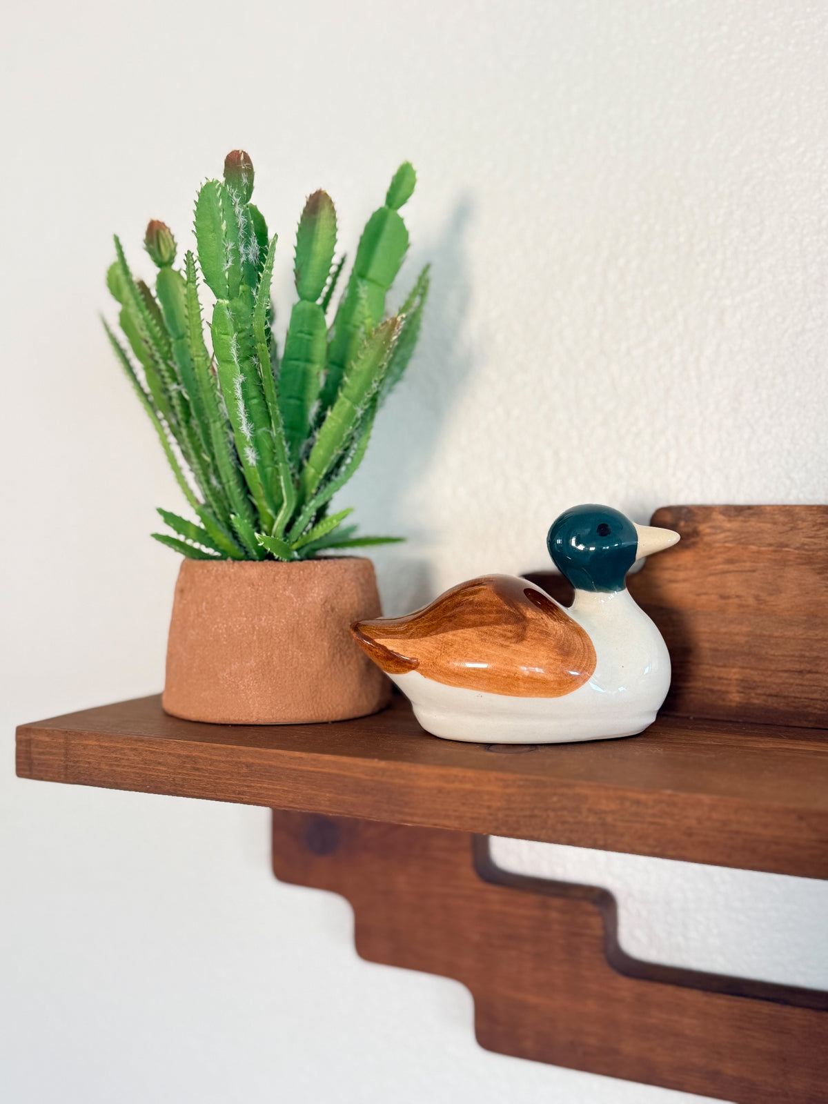 Stoneware Mallard Duck Figurine | Rustic Vintage-Inspired Decor
