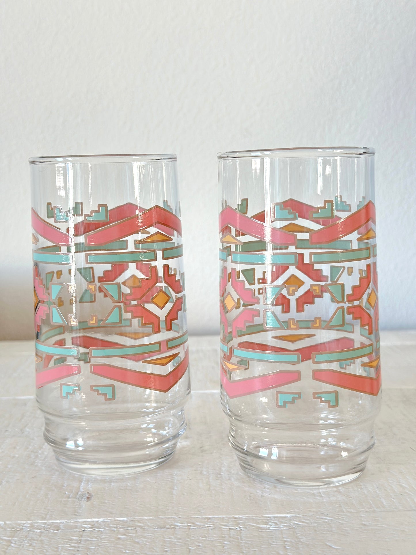 Vintage Aztec Drinking Glass Set