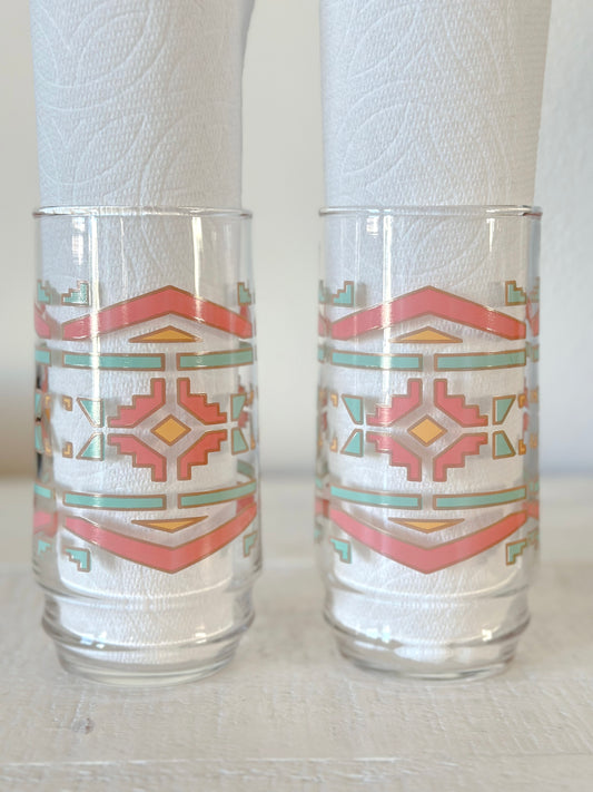 Vintage Aztec Drinking Glass Set