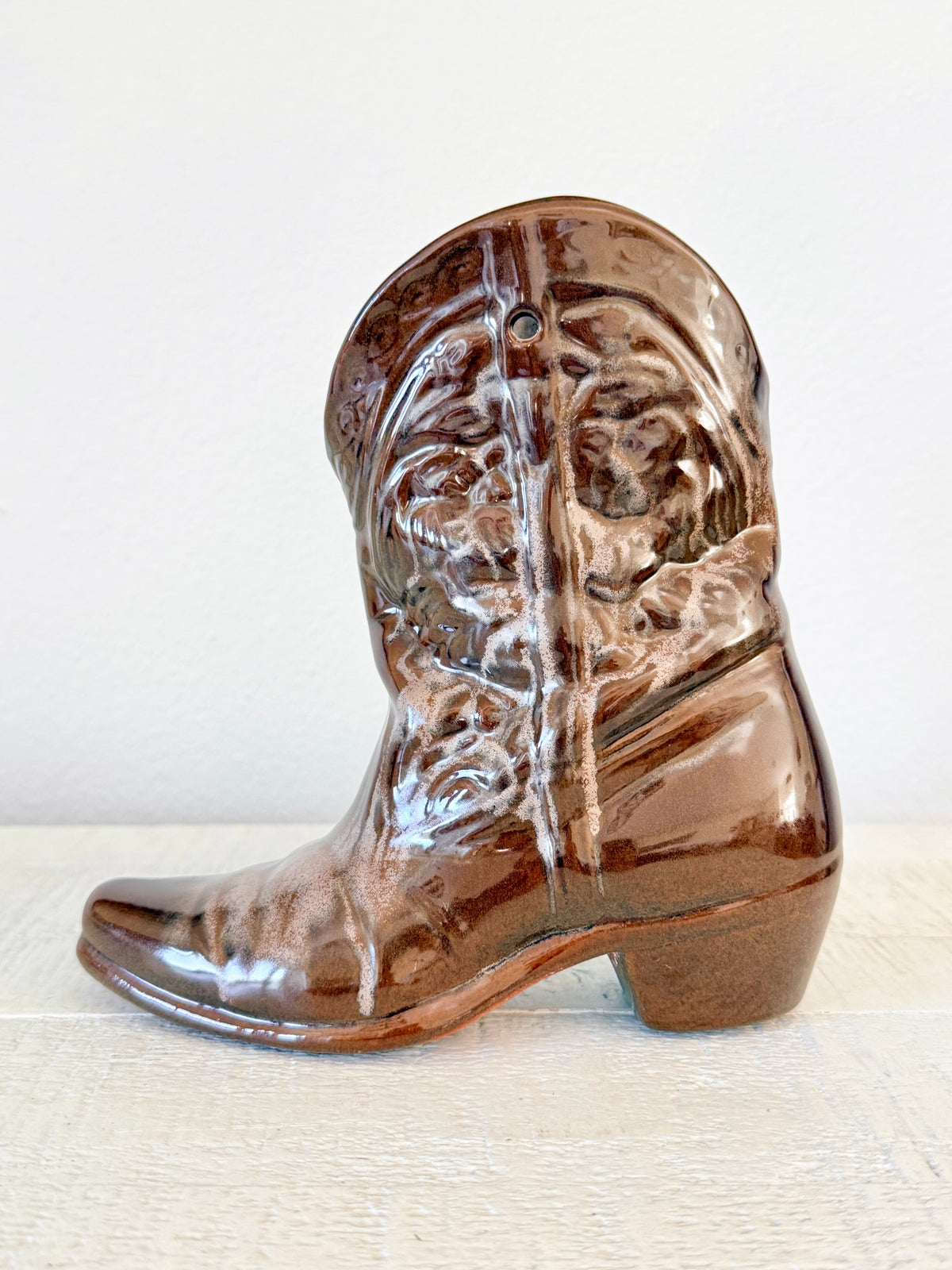 Vintage frankoma pottery cowboy boot vase