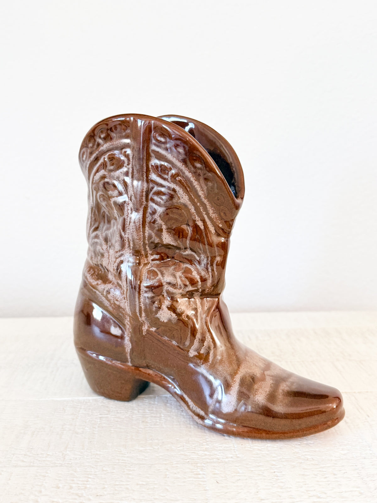 Vintage Frankoma Pottery Cowboy Boot Vase | Western Wall Pocket