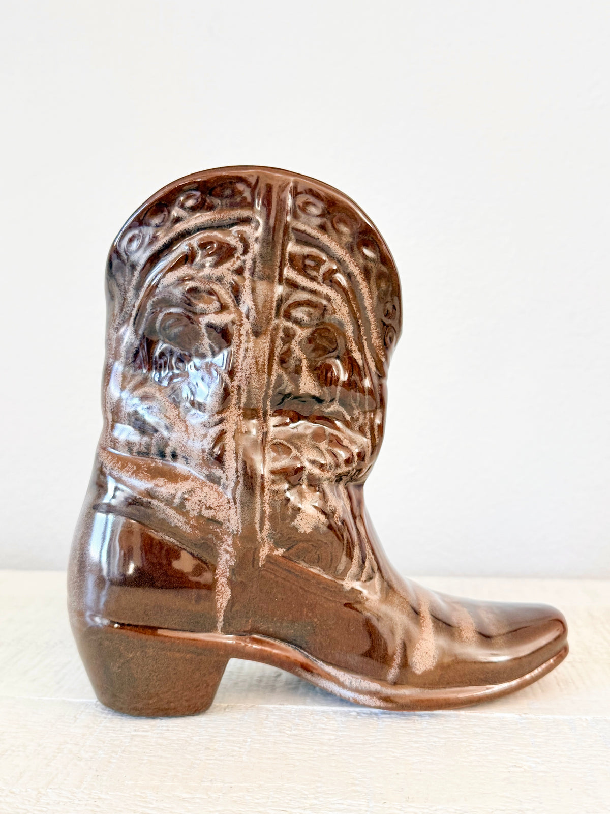 Vintage Frankoma Pottery Cowboy Boot Vase | Western Wall Pocket