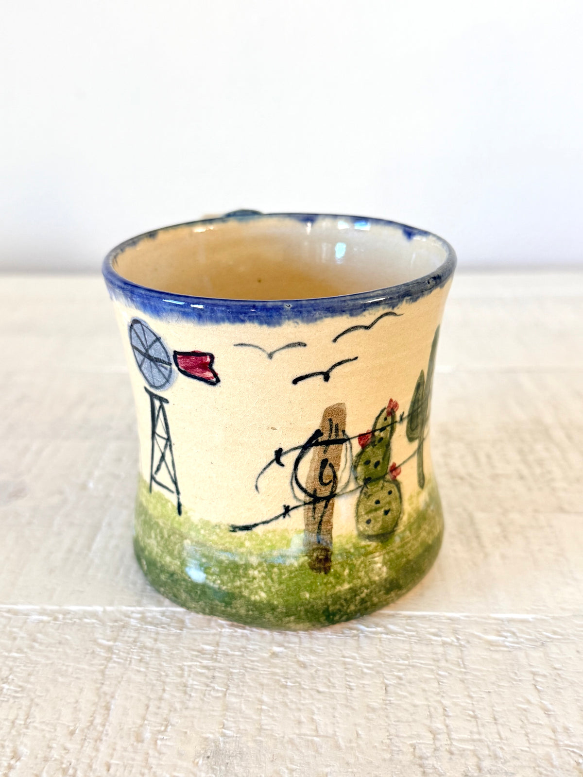 Vintage Handmade Cactus Pottery Mug