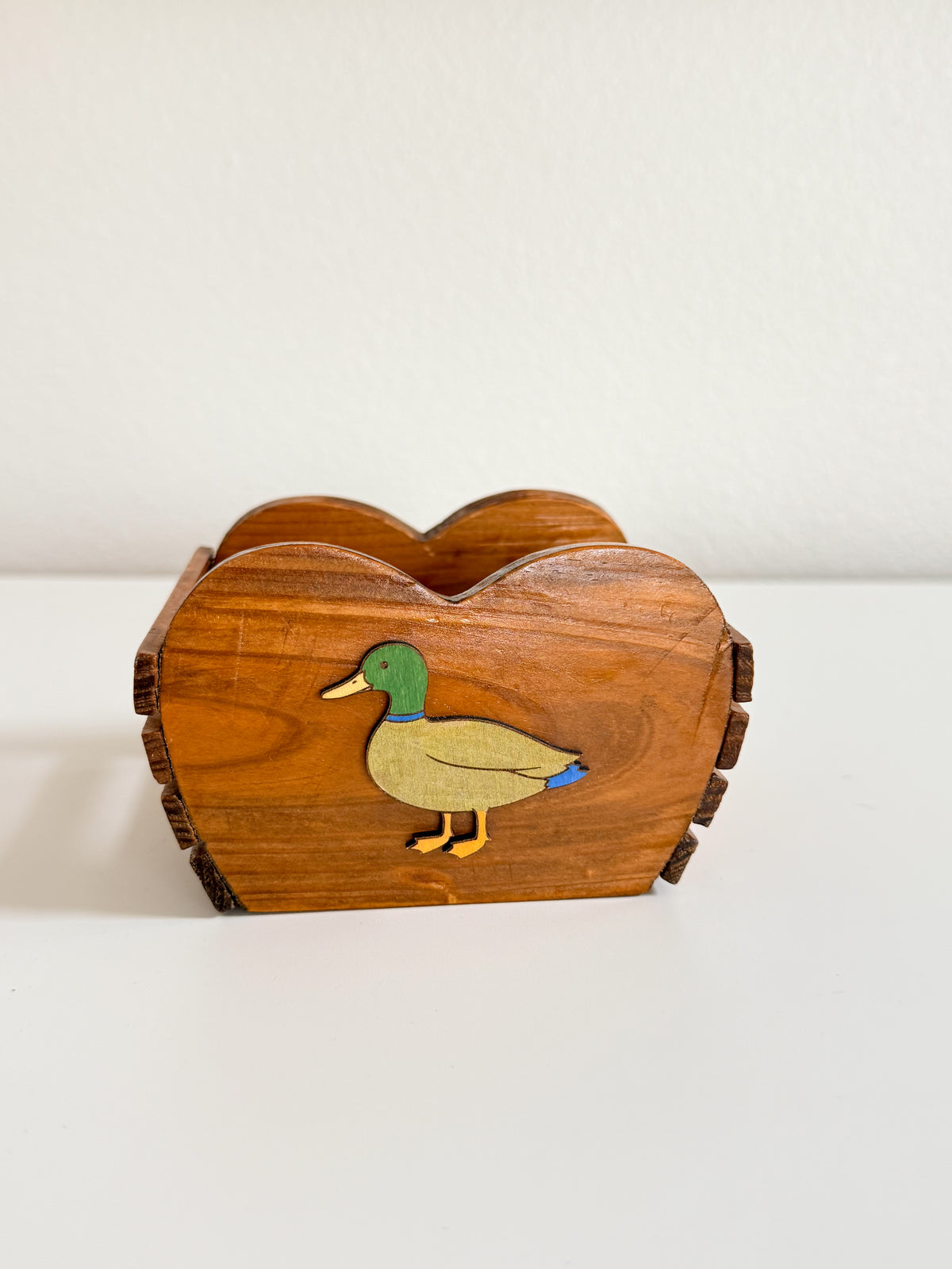 Vintage Wood Duck Mini Basket