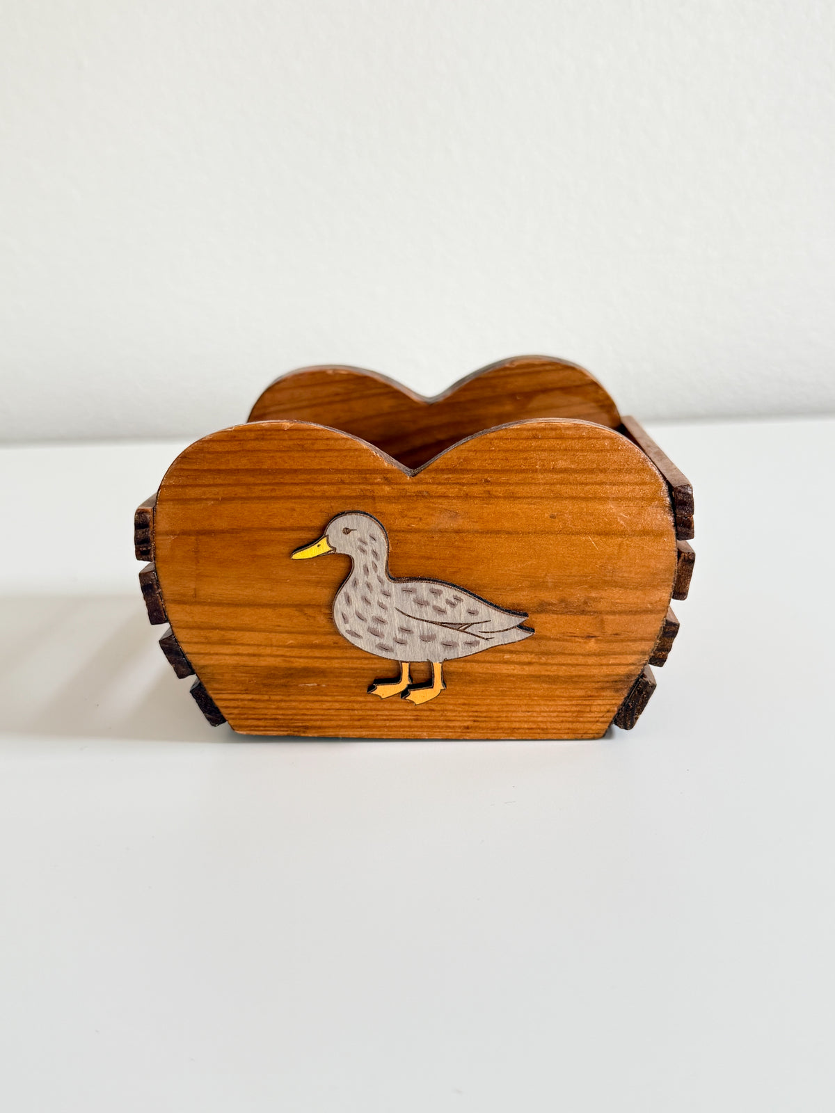 Vintage Wood Duck Mini Basket