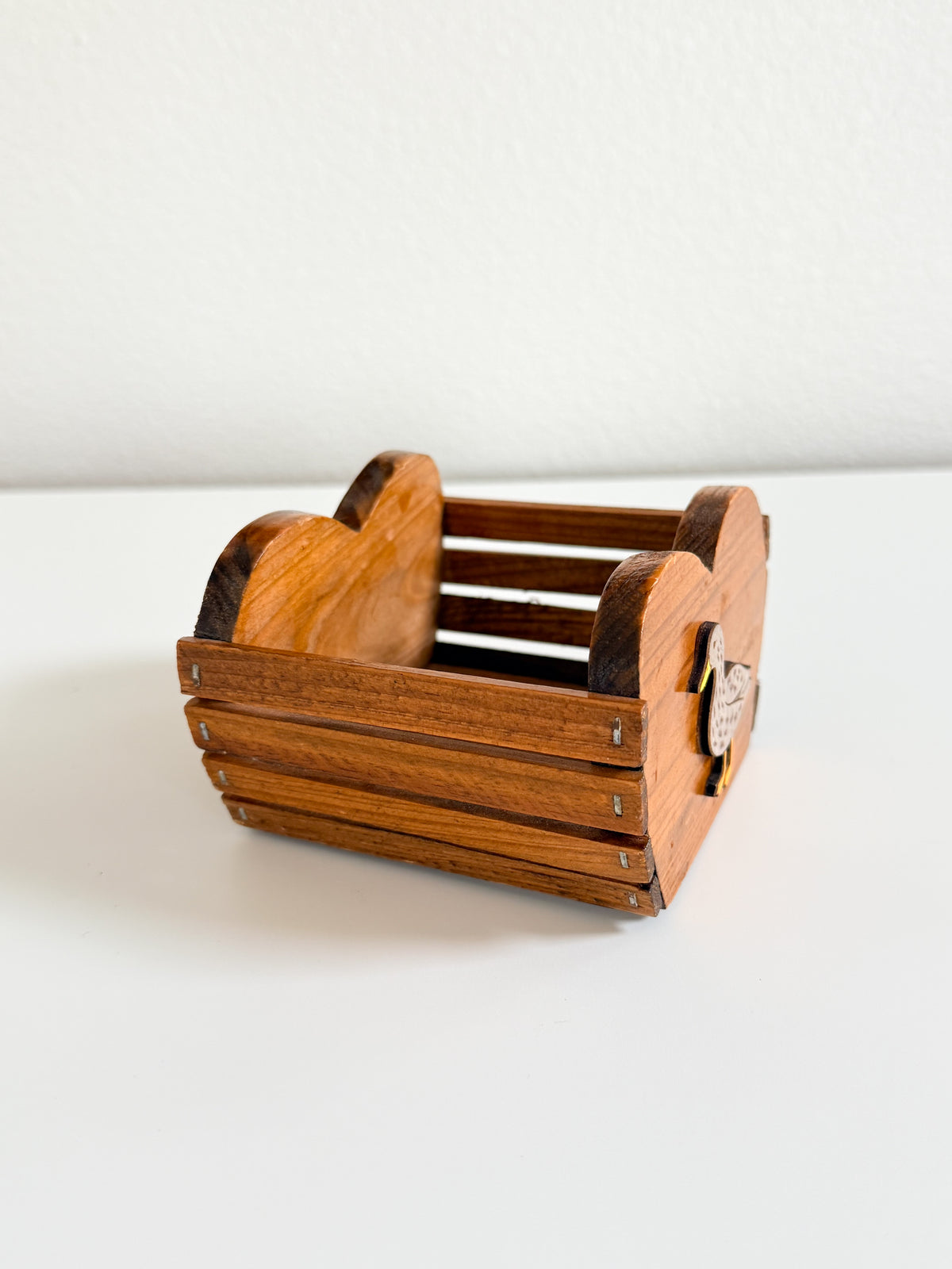 Vintage Wood Duck Mini Basket