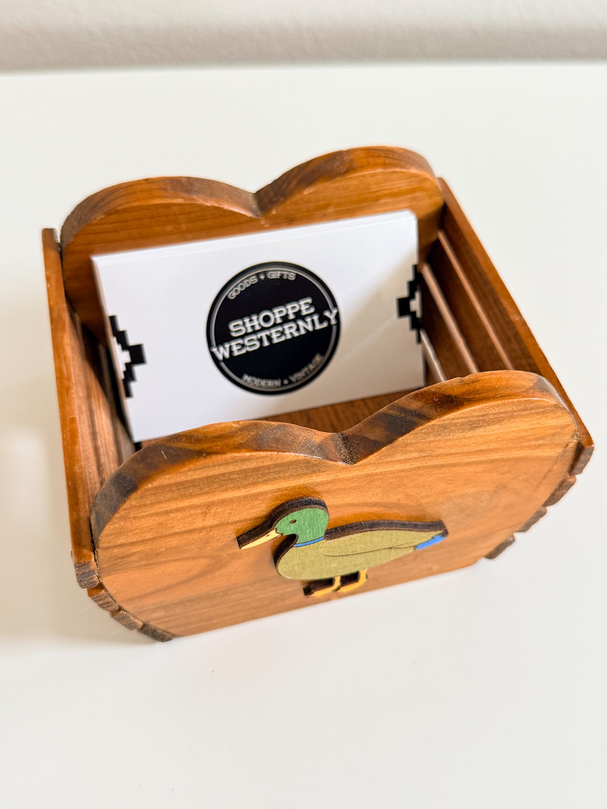 Vintage Wood Duck Mini Basket