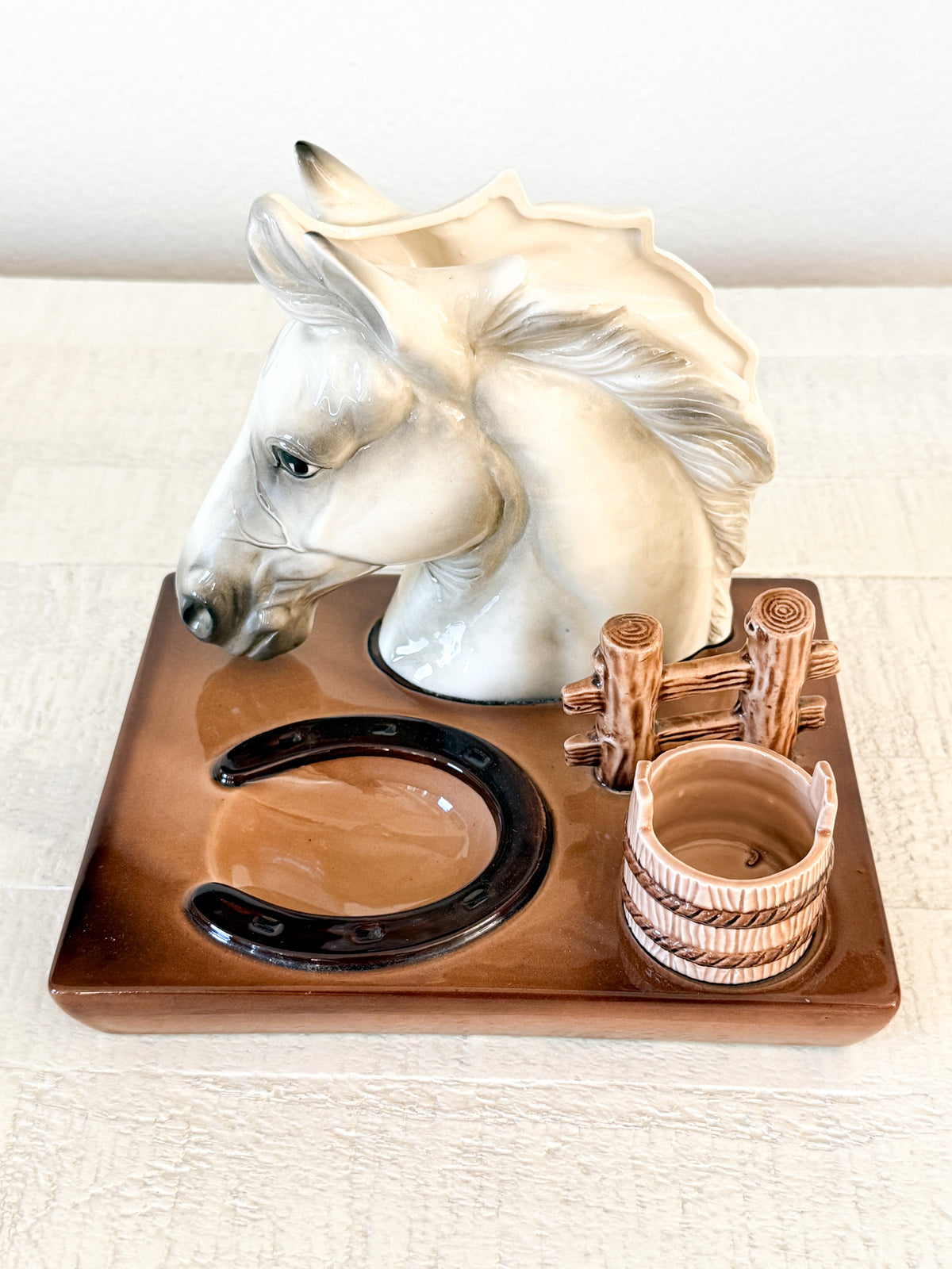 Vintage Ceramic Horse Desk Organizer