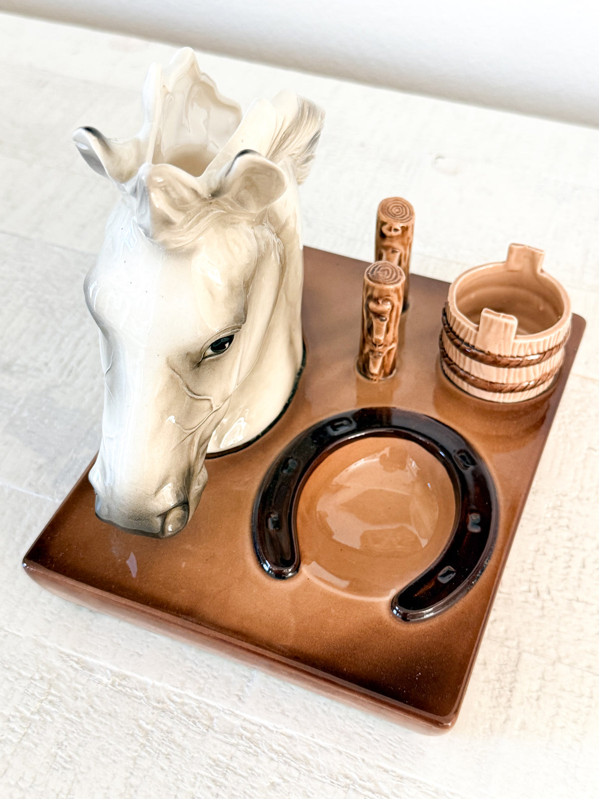 Vintage Ceramic Horse Desk Organizer