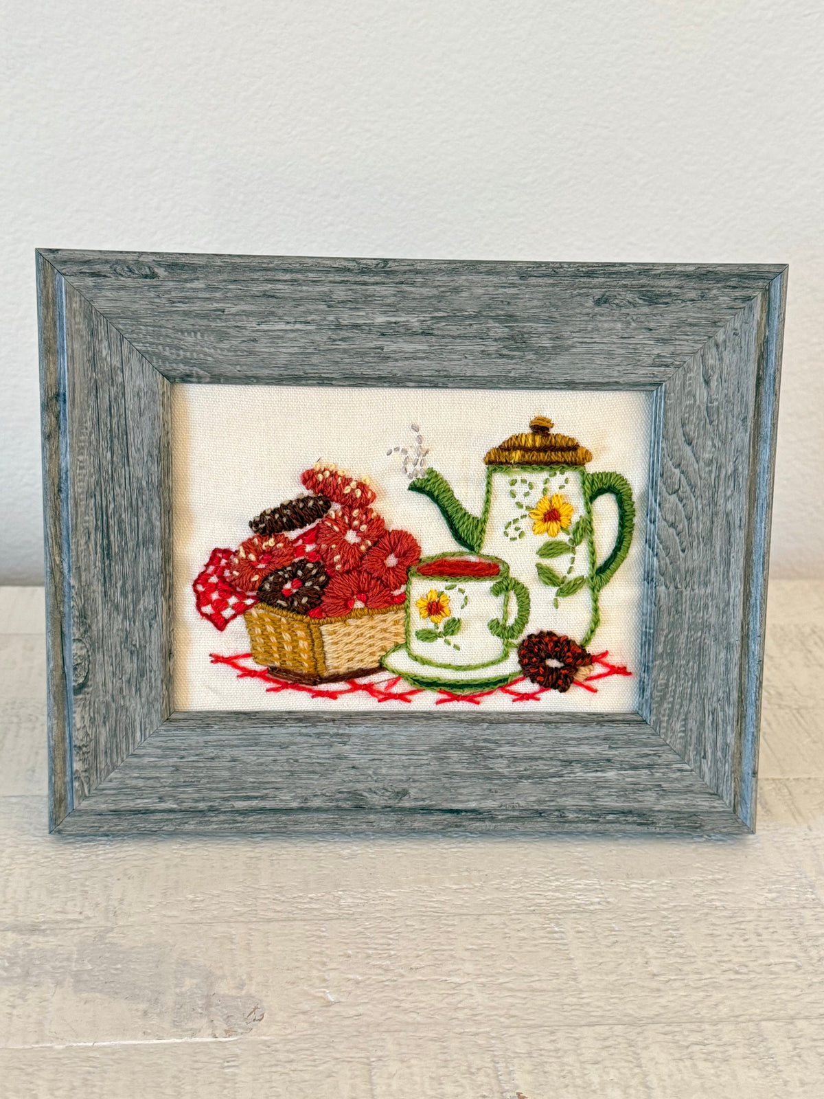 Vintage Framed Treat Crewel