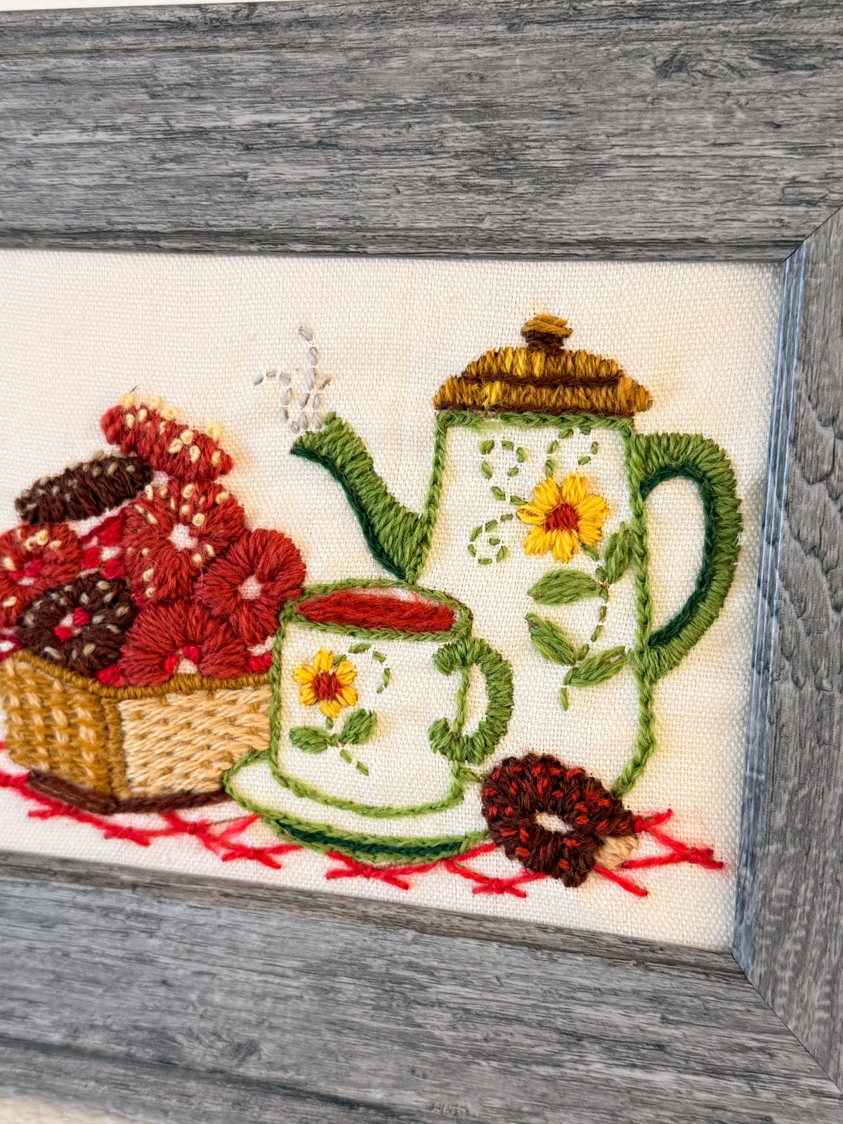 Vintage Framed Treat Crewel