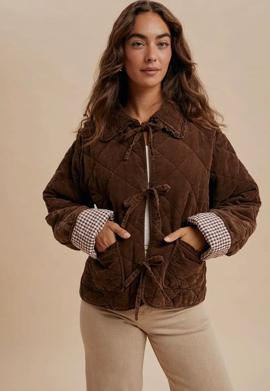 Corduroy Quilted Jacket (Chestnut)