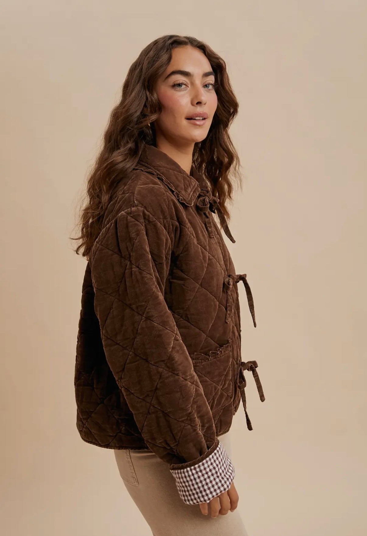 Corduroy Quilted Jacket (Chestnut)