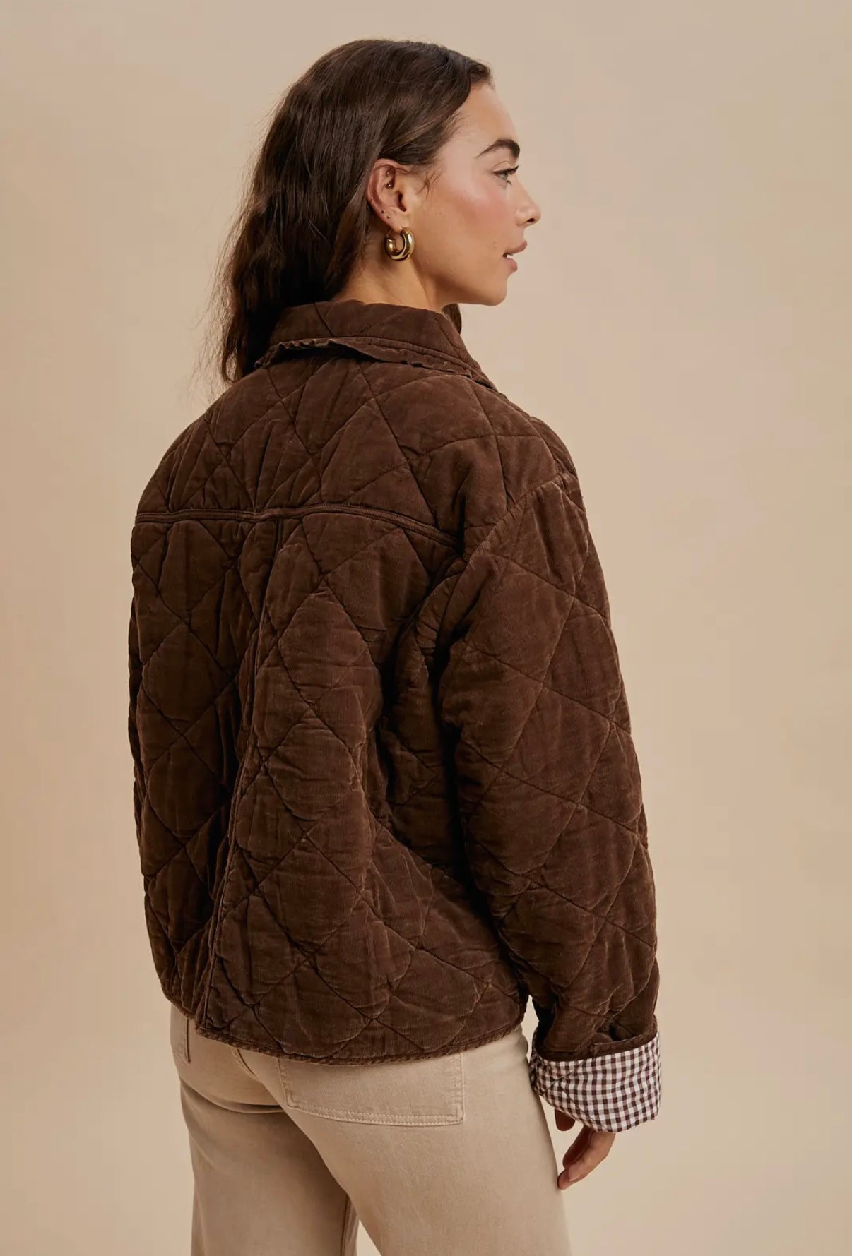 Corduroy Quilted Jacket (Chestnut)