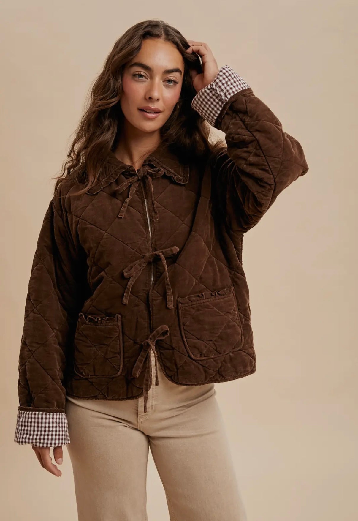 Corduroy Quilted Jacket (Chestnut)