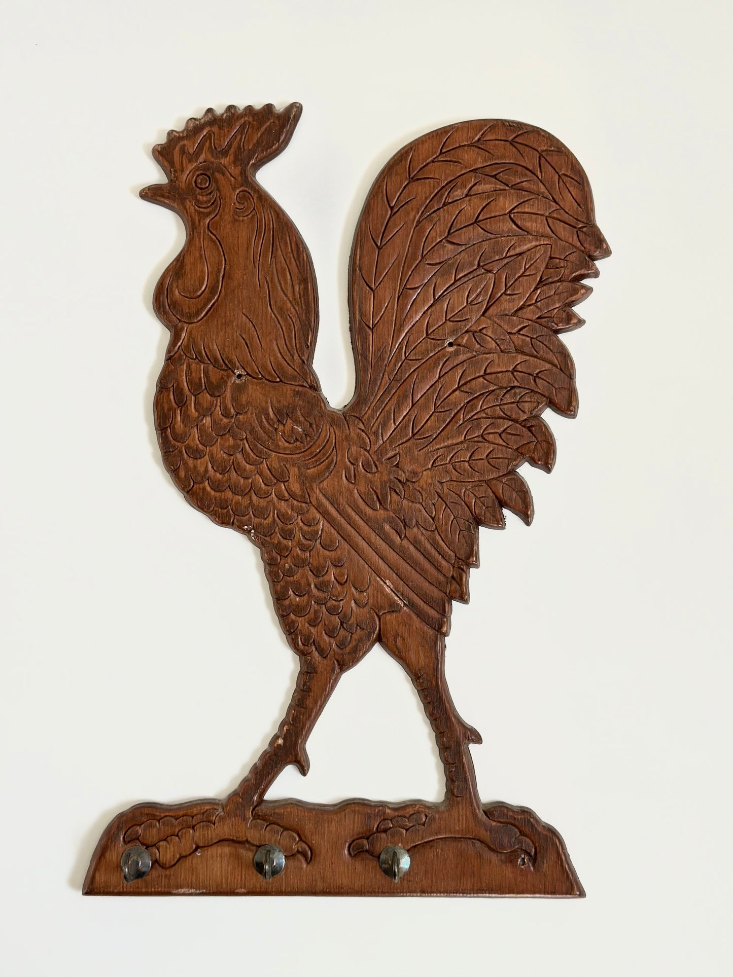 Vintage Wood Rooster Wall Hook