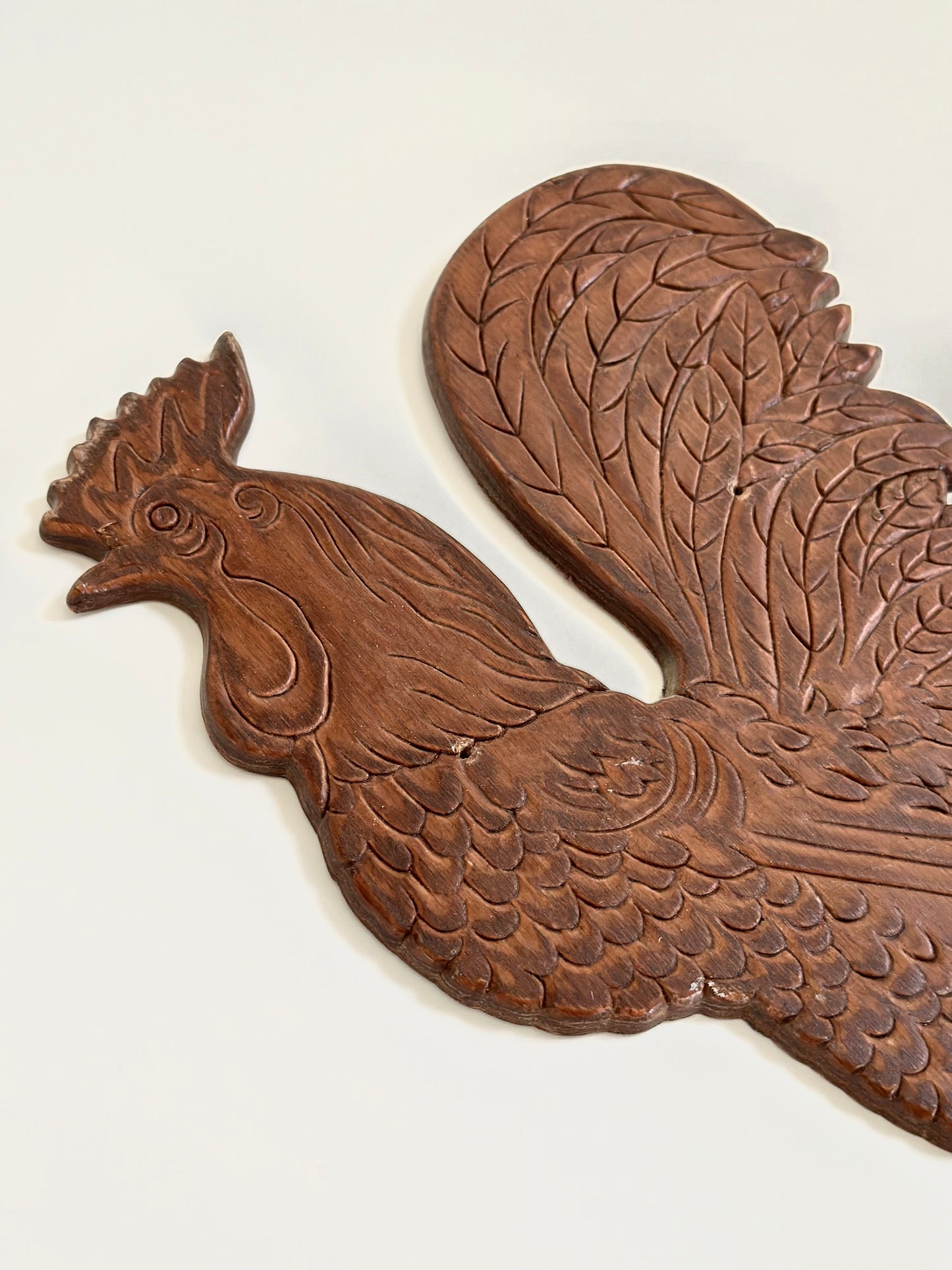 Vintage Wood Rooster Wall Hook