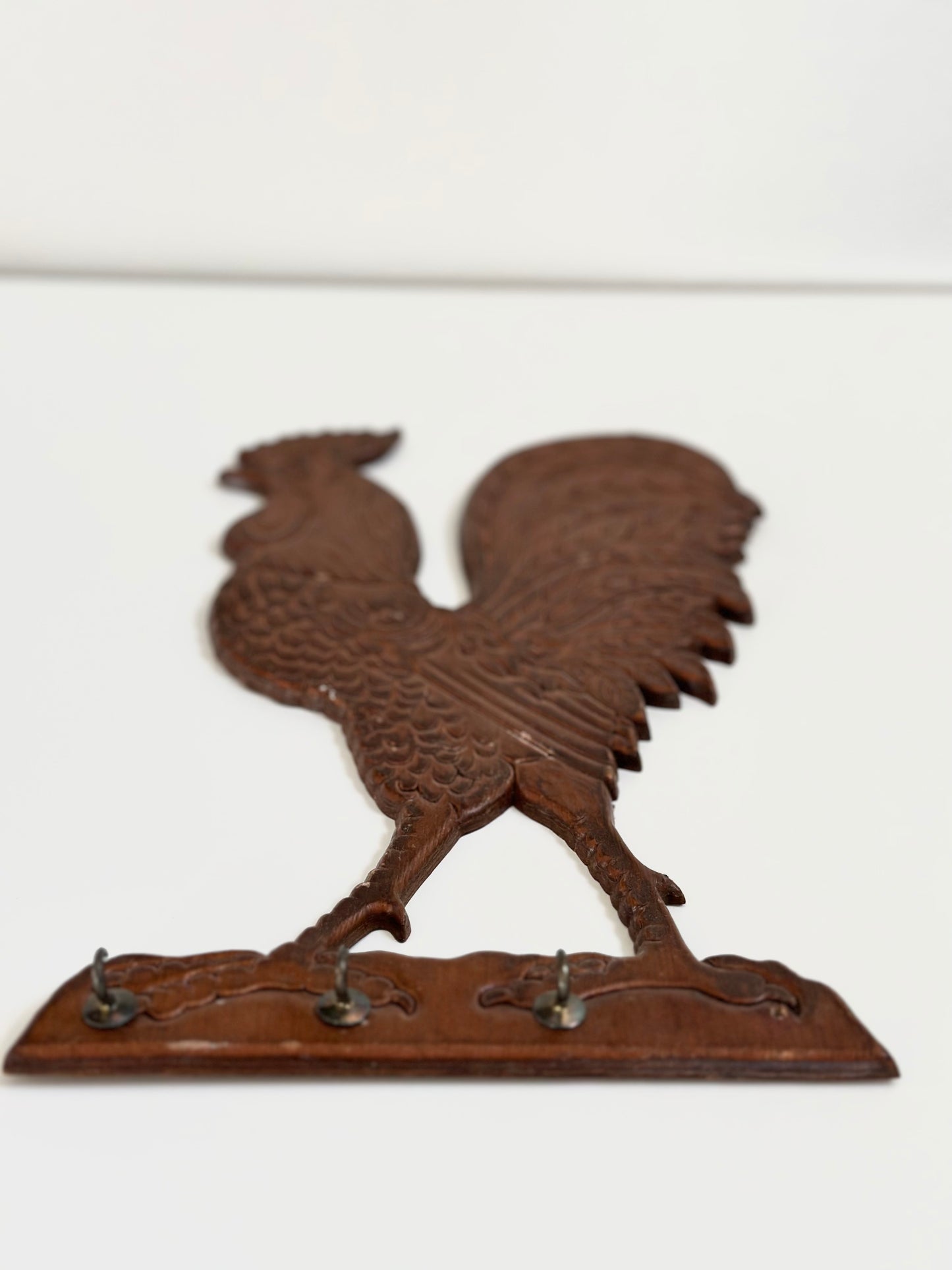 Vintage Wood Rooster Wall Hook