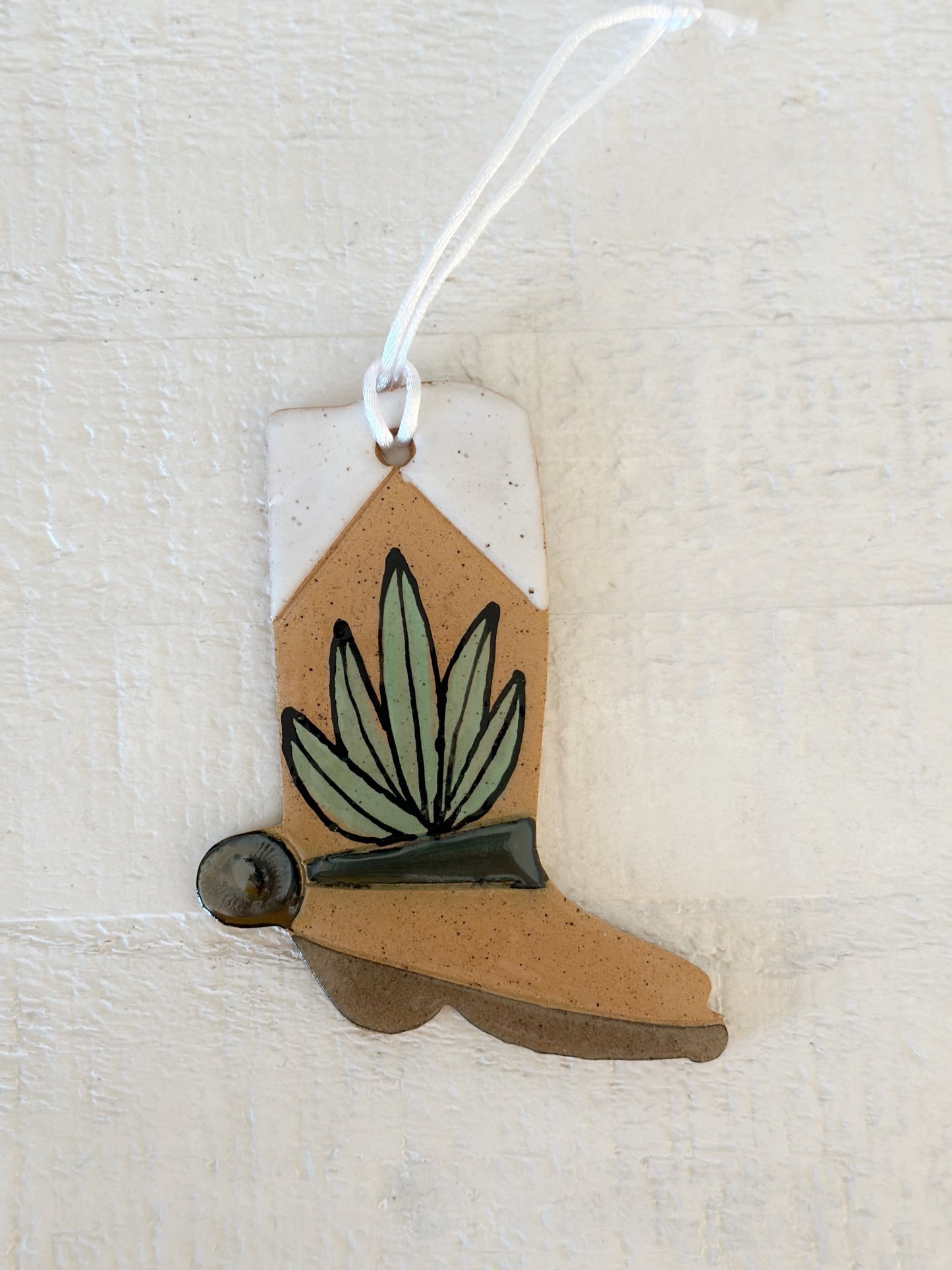 Ceramic Western Boot Ornament (Agave)