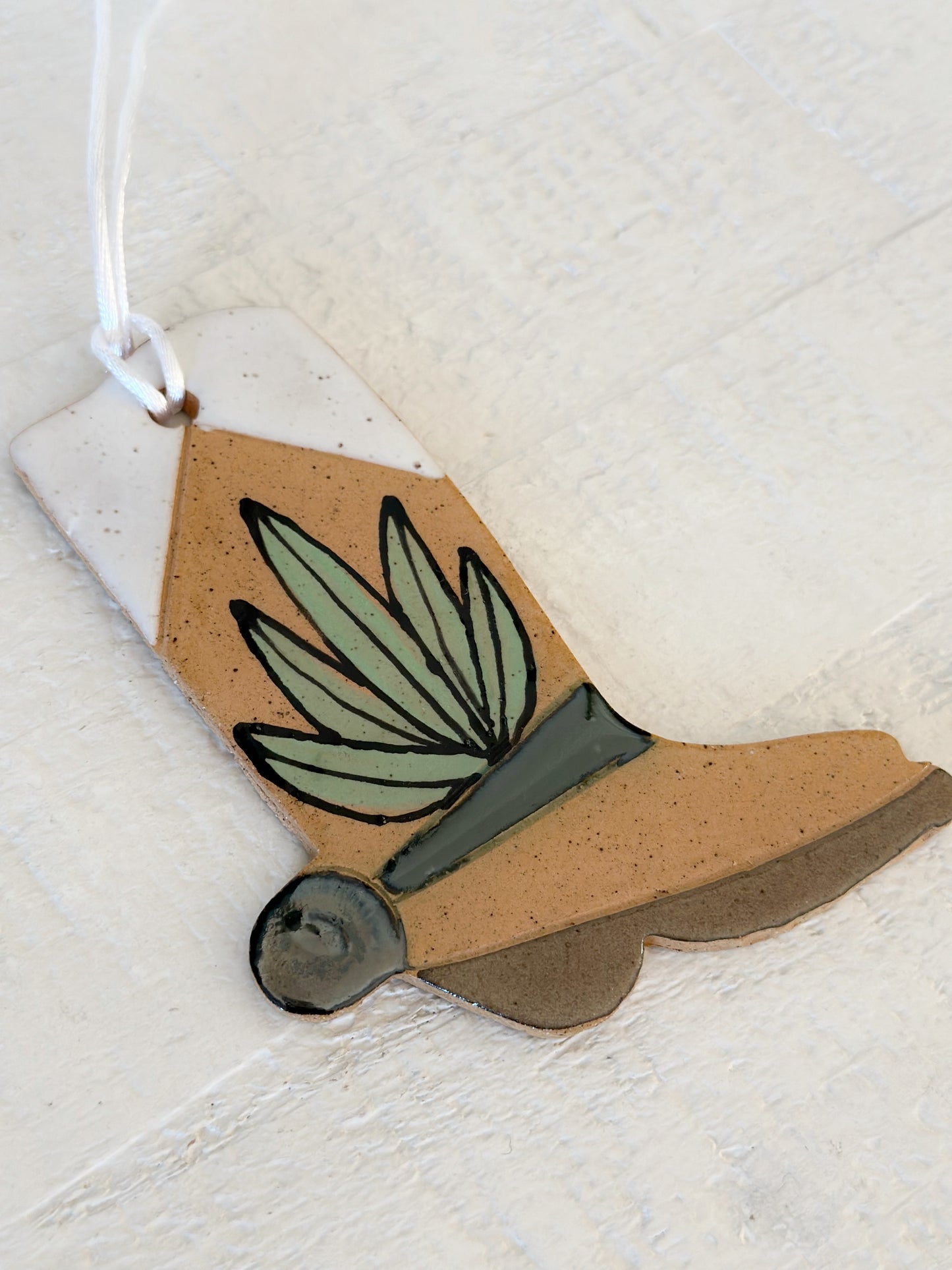 Ceramic Western Boot Ornament (Agave)