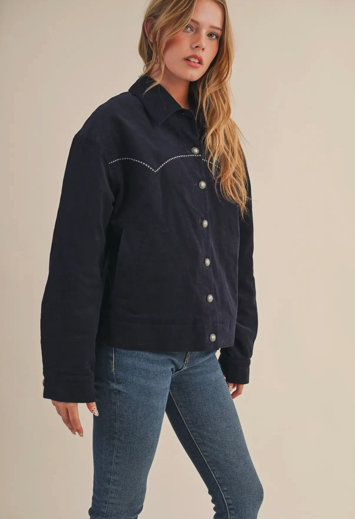 Cowgirl Corduroy Jacket (Navy)