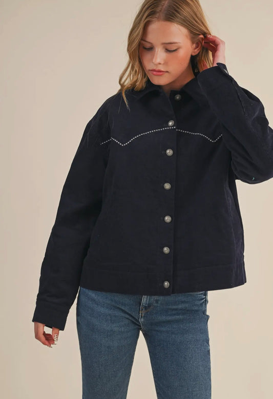 Cowgirl Corduroy Jacket (Navy)