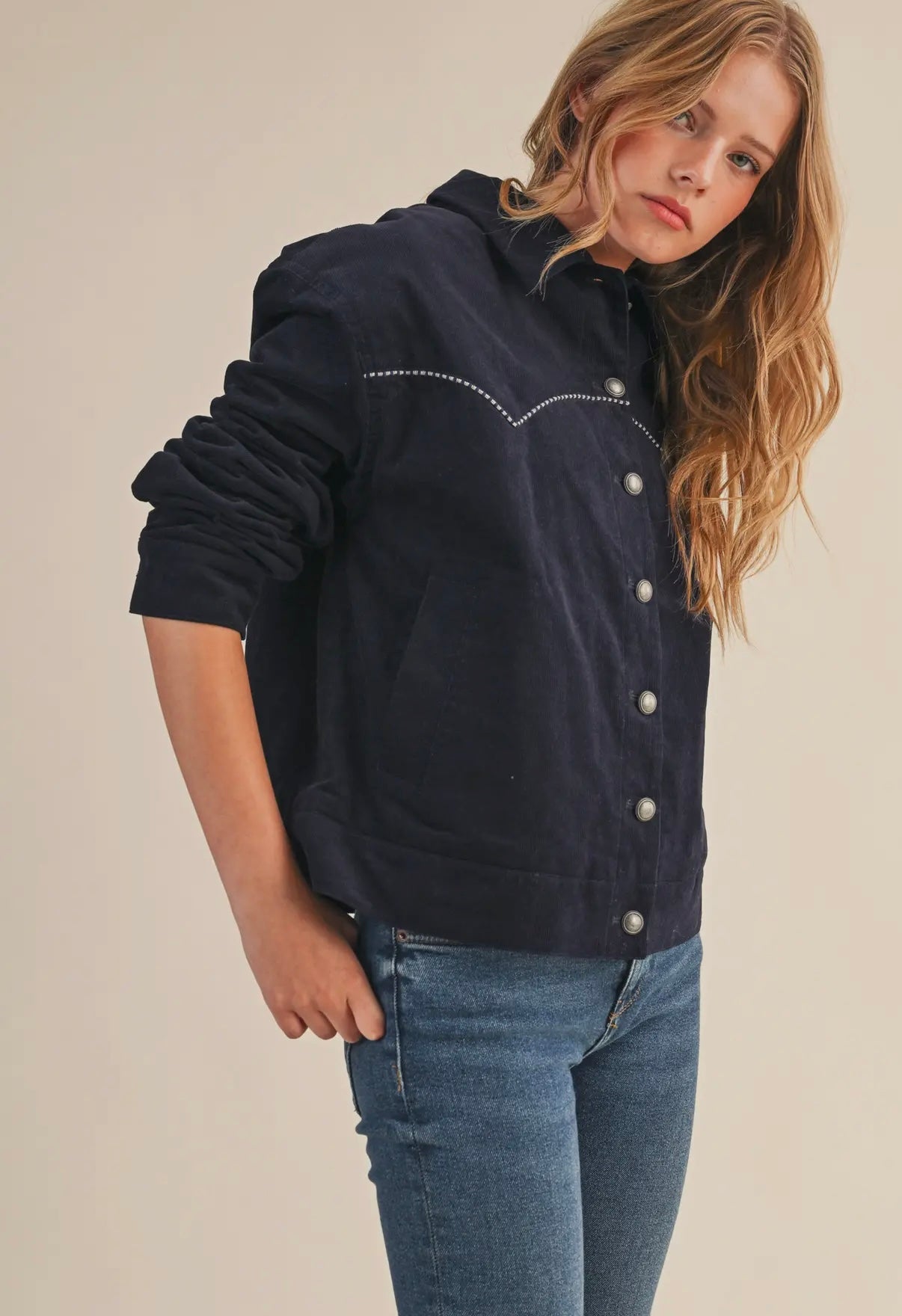 Cowgirl Corduroy Jacket (Navy)
