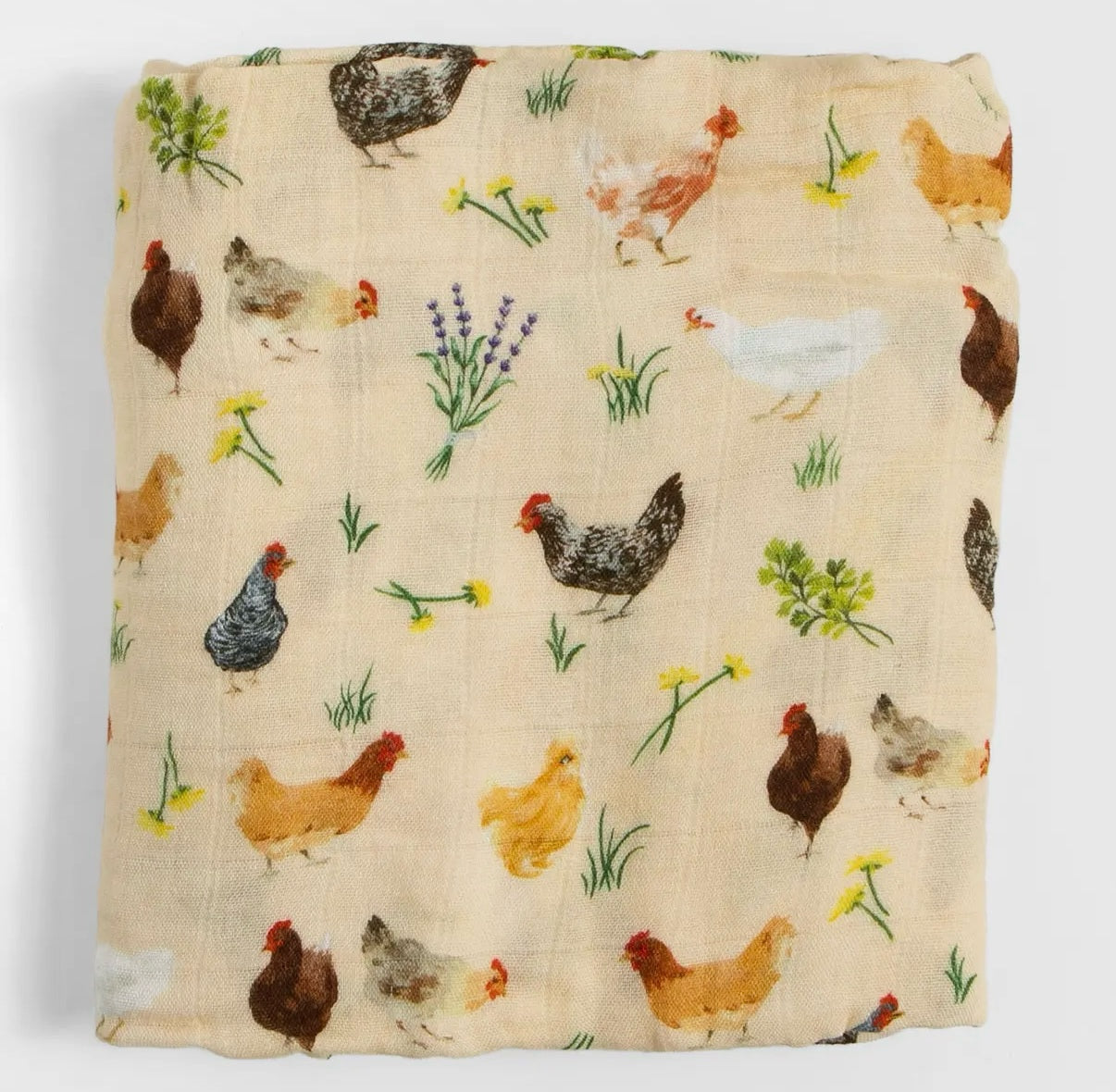 Chicken Meadow Baby Swaddle Blanket